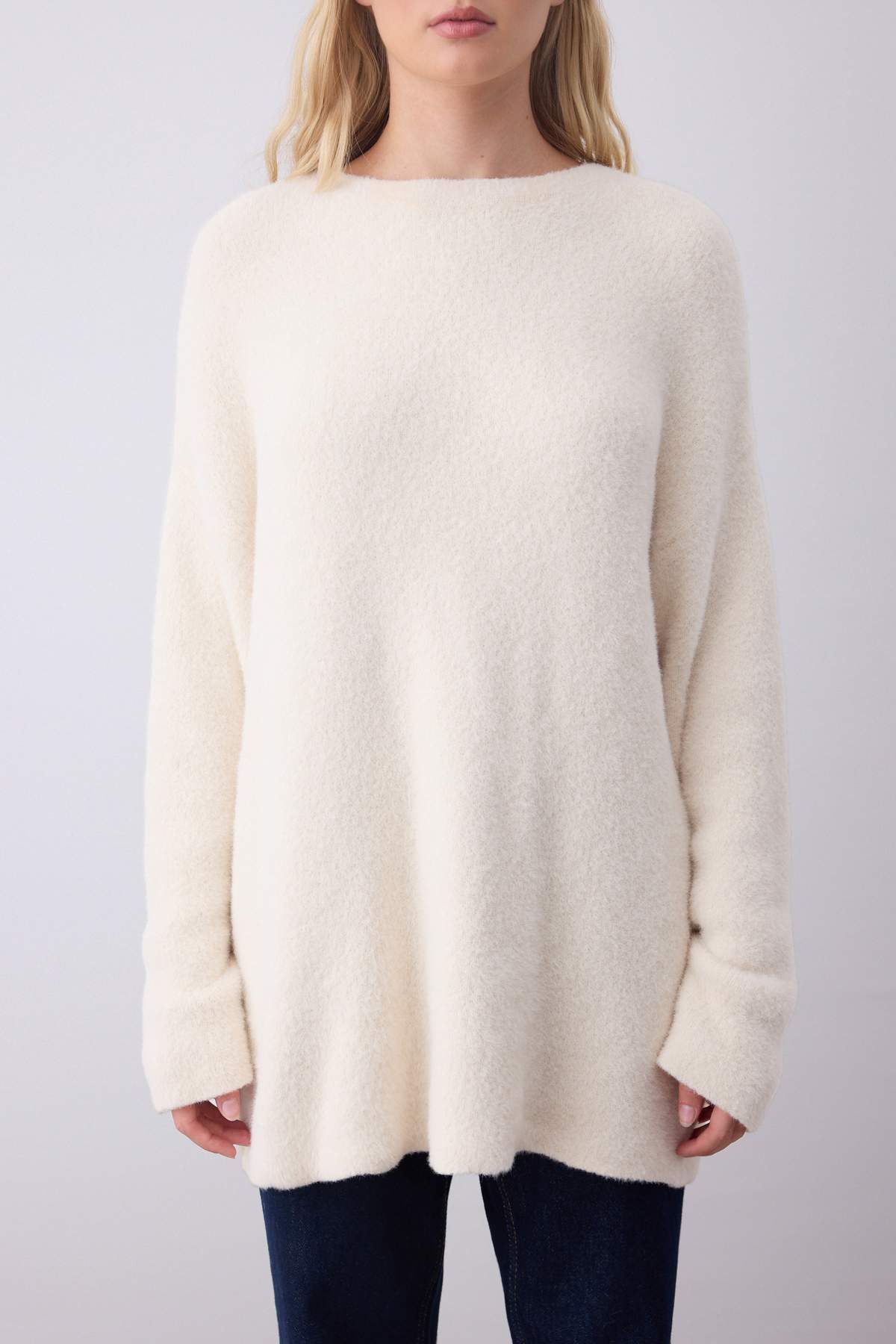 Trendyol Collection Stone Wide Fit Soft Strukturierte Strickpullover TWOAW26KZ00207