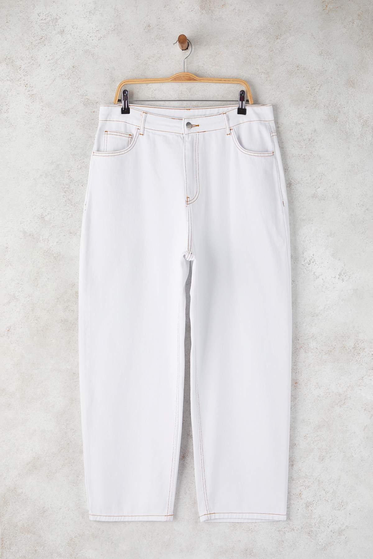 Trendyolmilla Curve Beyaz Yüksek Bel Büyük Beden Baggy Jeans