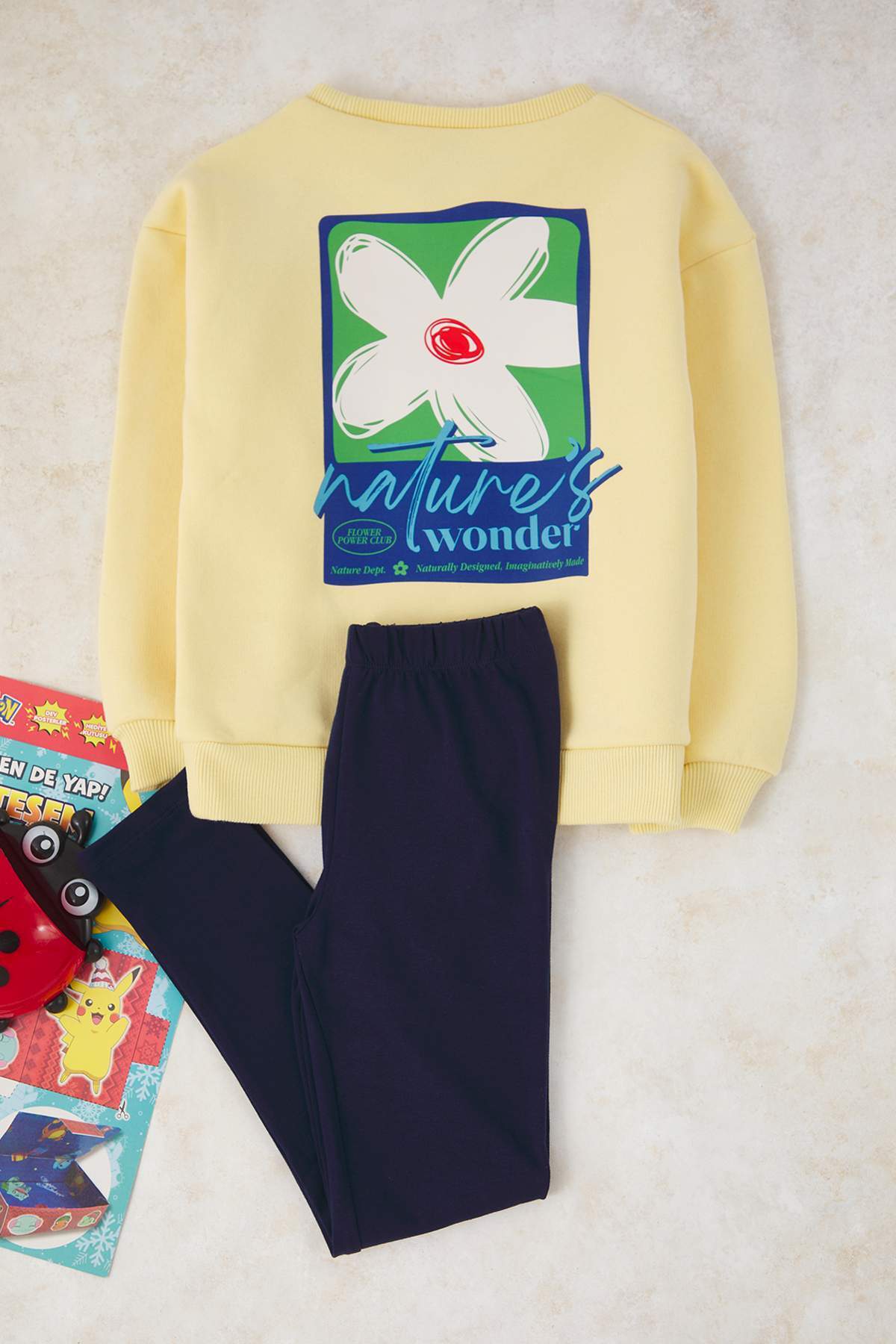 trendyolkids-girls-yellow-slogan-long-casualc