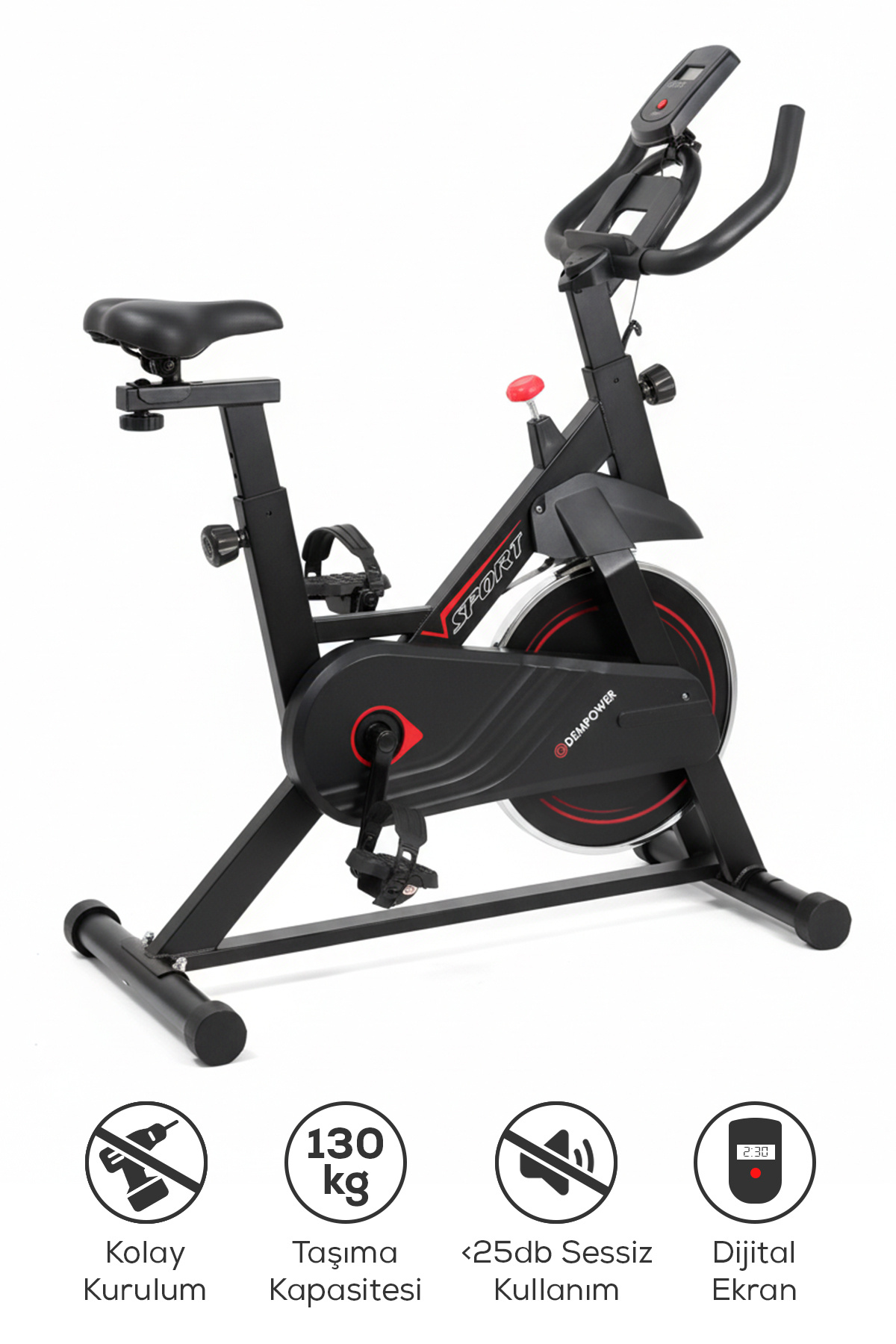 DEMPOWER Portatif Ayarlanabilir Dikey Kondisyon Egzersiz Bisikleti