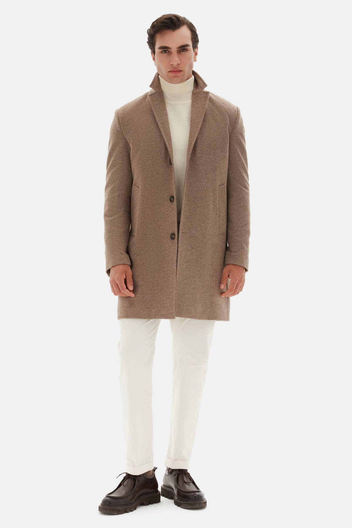 D'S Damat  Ds Damat Regular Fit Vizon Mono Yaka Kaşe Kaban - Görsel 3