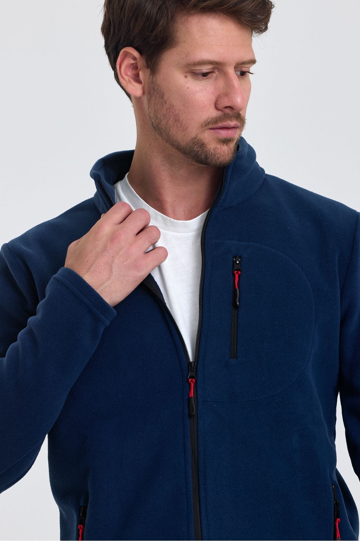 COMBİNE MİCHAİL  Indigo Renk 3 Cepli Tam Fermuarlı Erkek Polar - Görsel 6