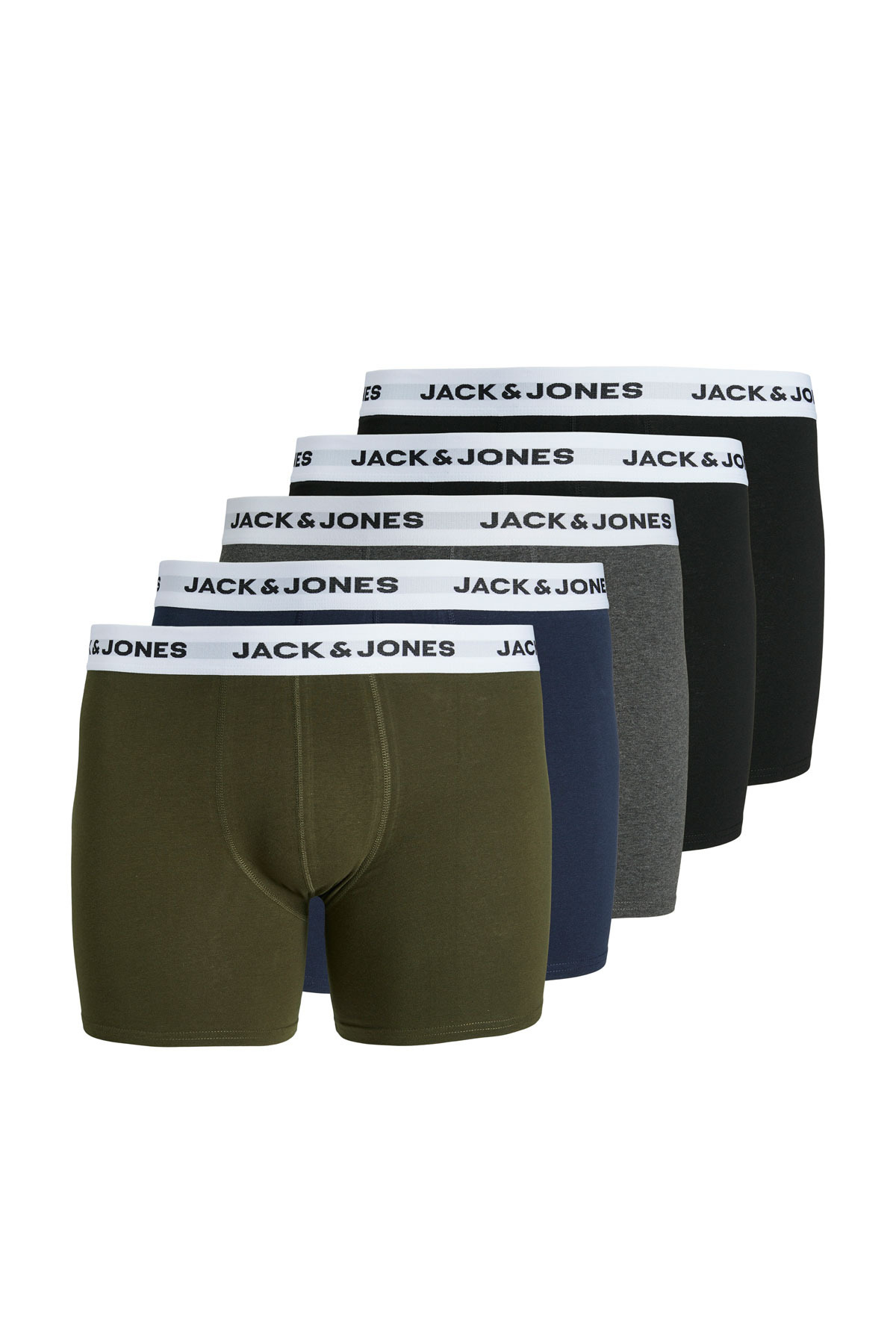 جک اند جونز بوکسور مردانه ژاکباسیک Wb White Trunks خاکی