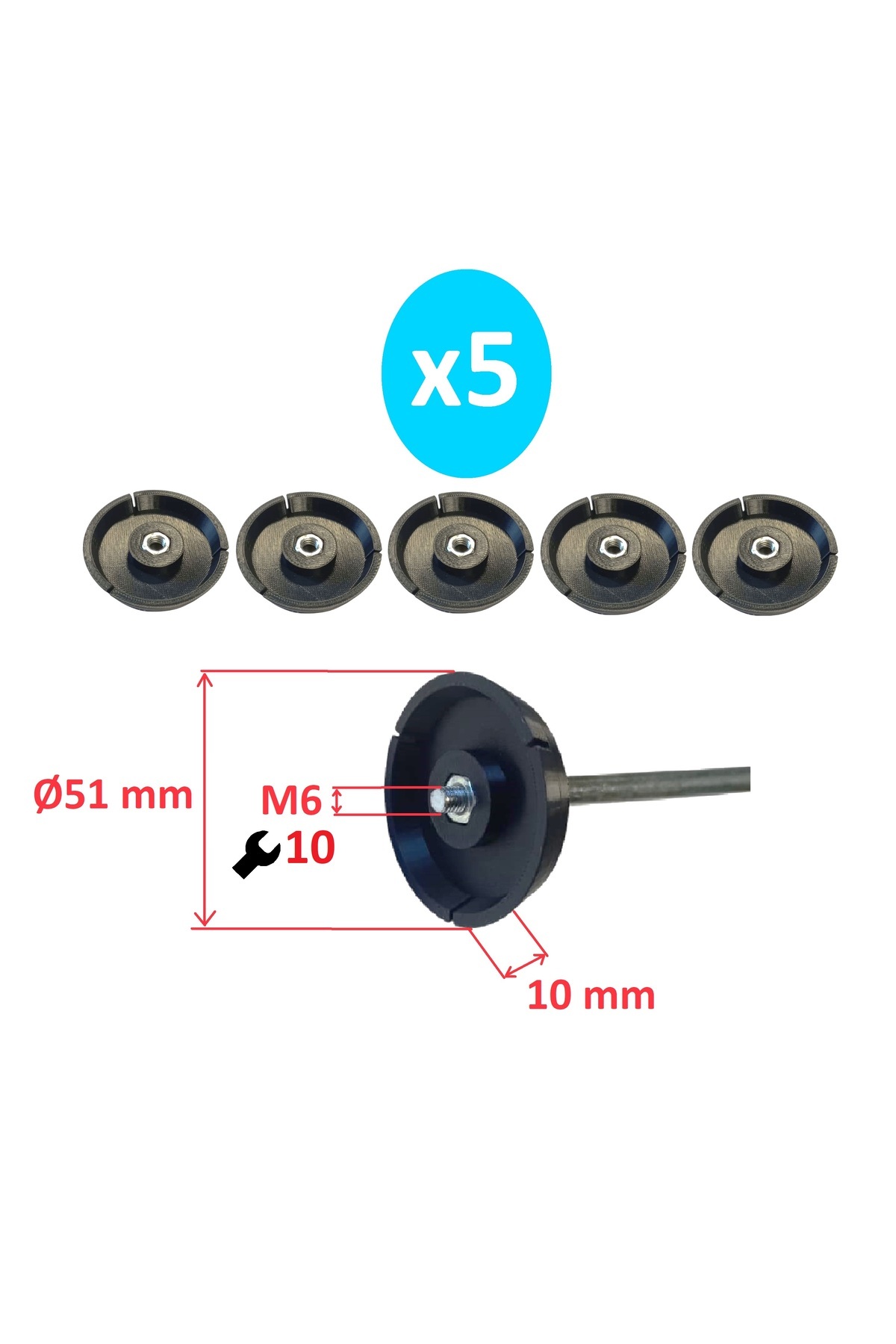 Poyraz Bioplast Sosis Silikon Tabancası İtici Yedek Parça M6 5 Adet