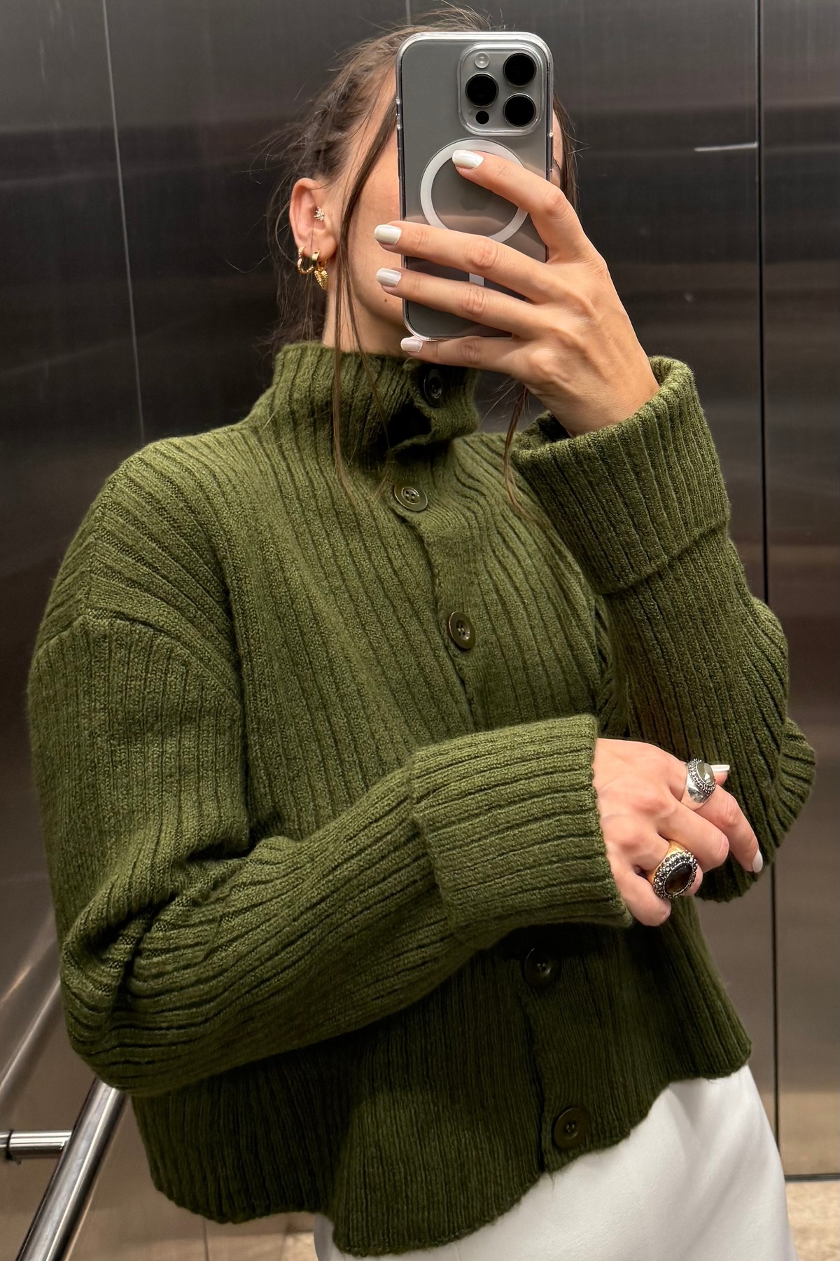 Noi Belis  Basic Crop Yumuşak Dokulu Dik Yaka Triko Hırka AW25HI0004 - Görsel 5