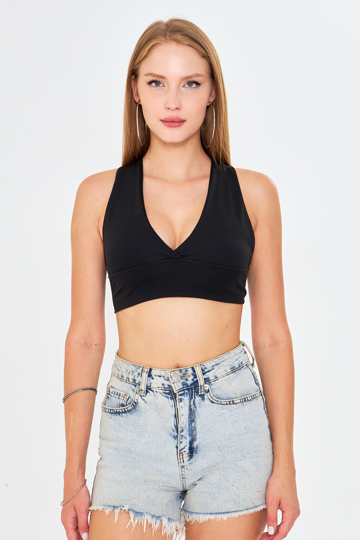 FLAMOVA KADIN SIRT ÇAPRAZ DETAYLI BASIC SPOR BRALET görsel 6