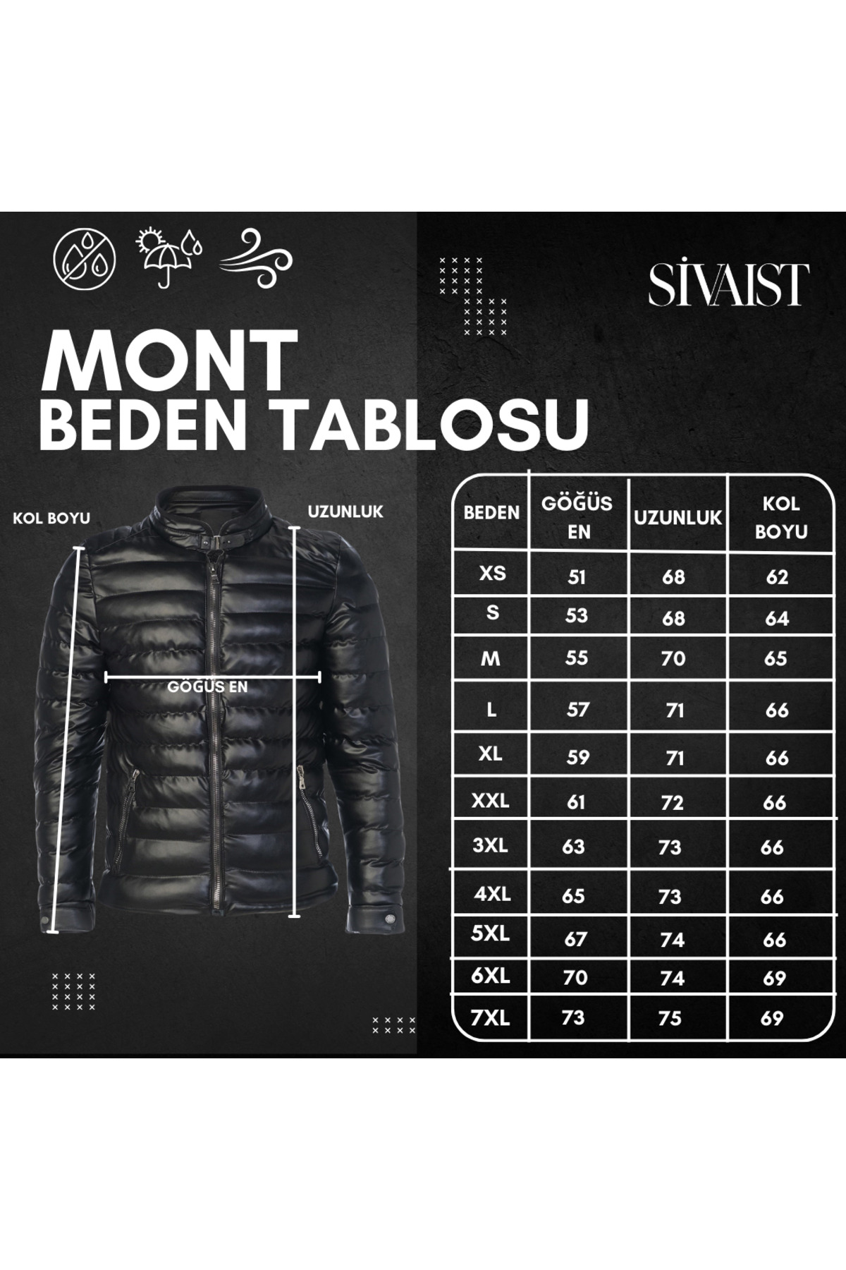 Erkek Siyah Slim Fit İçi Kalın Kürklü Su İtici Şişme Deri Ceket & Mont görsel 6