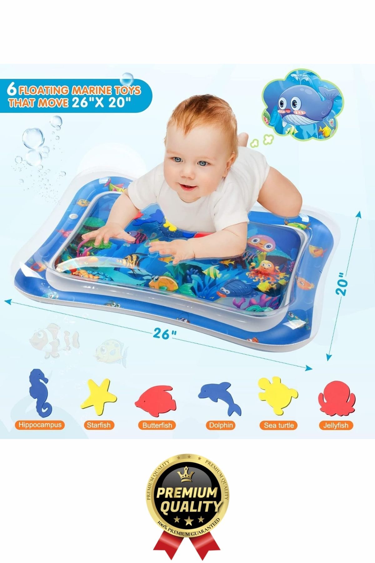 Svein Premium Bebek Oyuncağı Eğlenceli Karın Üstü Aktivite Egzersiz BPA İçermez Emekleme Su Oyun Matı fotoğrafı 3 (önizleme)