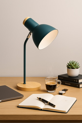 Vivido Home Ahşap Nordic Derin Yeşil Masa Lambası