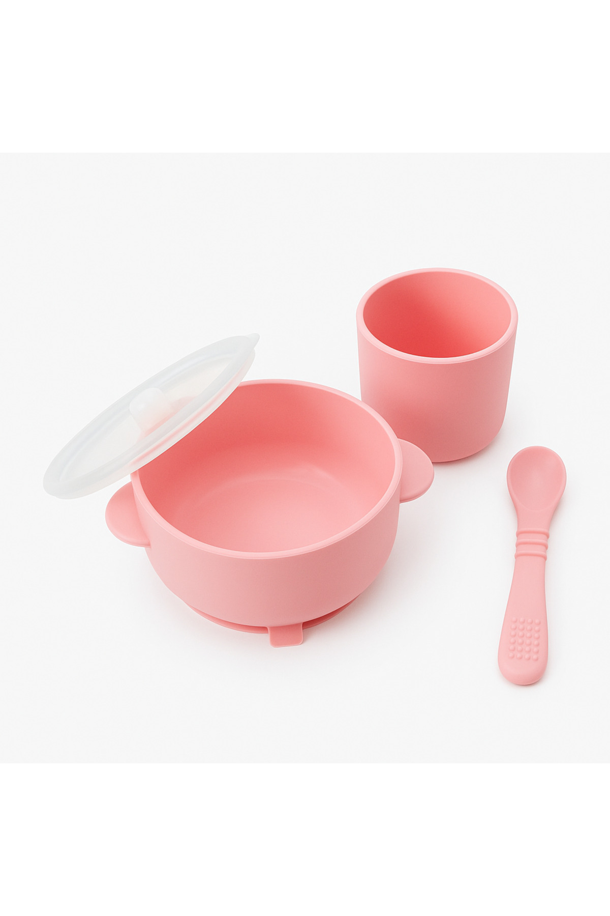 CKM silikon Silikon Pembe 3Lü Set ( Vakumlu Mama Kasesi, Bardak ,Kaşık) fotoğrafı 2 (önizleme)