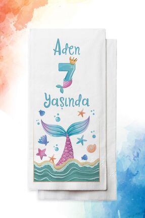 nna tasarım 50 Adet Kişiye Özel Isim Baskılı Deniz Kızı Doğum Günü Peçetesi(P...