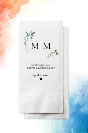 nna tasarım 50 Adet Kişiye Özel Isim Baskılı Düğün Peçetesi(P67-50)