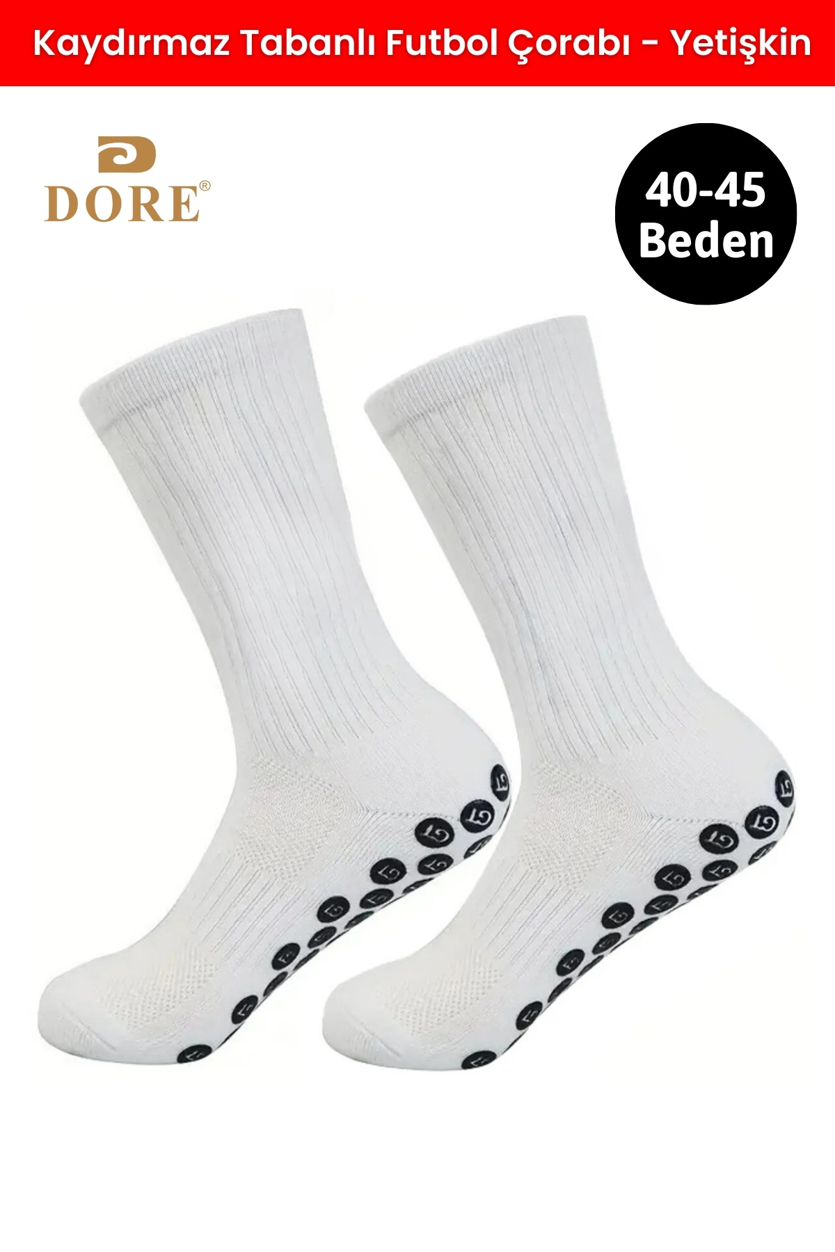 Dore Orijinal 1 Çift Yetişkin Kaydırmaz Tabanlı Premium Ter Emici Maç Tozluk Halısaha Futbol Çorap 40-45