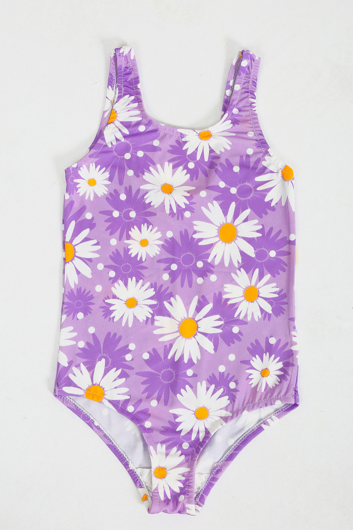 FırsatYeri Beyaz Papatyalı Mor Kız Çocuk Mayo Rahat Esnek Hızlı Kuruyan Bikini Deniz Havuz Plaj Mayosu 2-11 Yaş fotoğrafı 5 (önizleme)