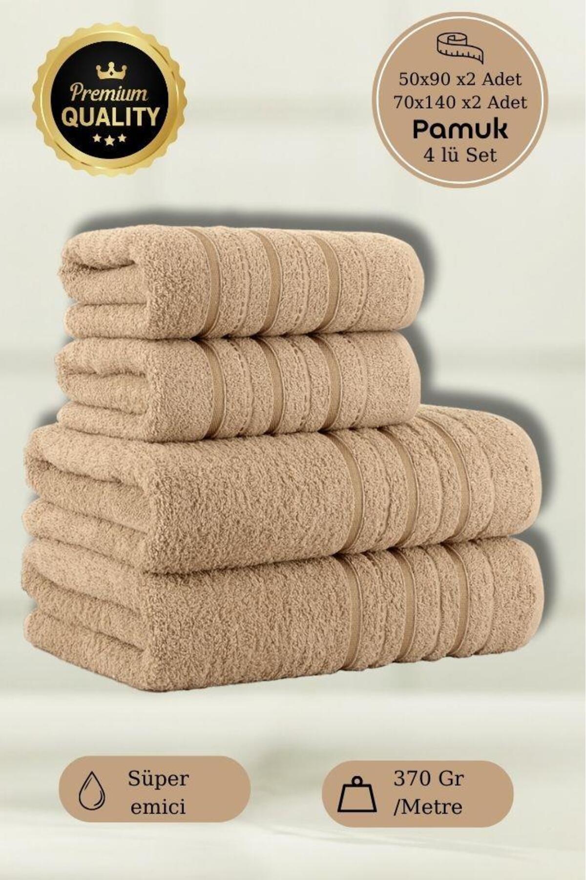 MODALİN 4-dijelni set peškira za kupanje Dora bež - 70x140cm x2 / 50x90cm x2