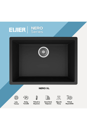 EVIER Granit Evye NERO XL Series Black I SİYAH I (61x45.5)
