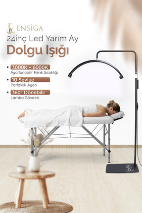 EN SİGA Ay Lamba 24inç Led Video Işığı Yarım Ay Kumandalı Dolgu Işık Kalıcı M...