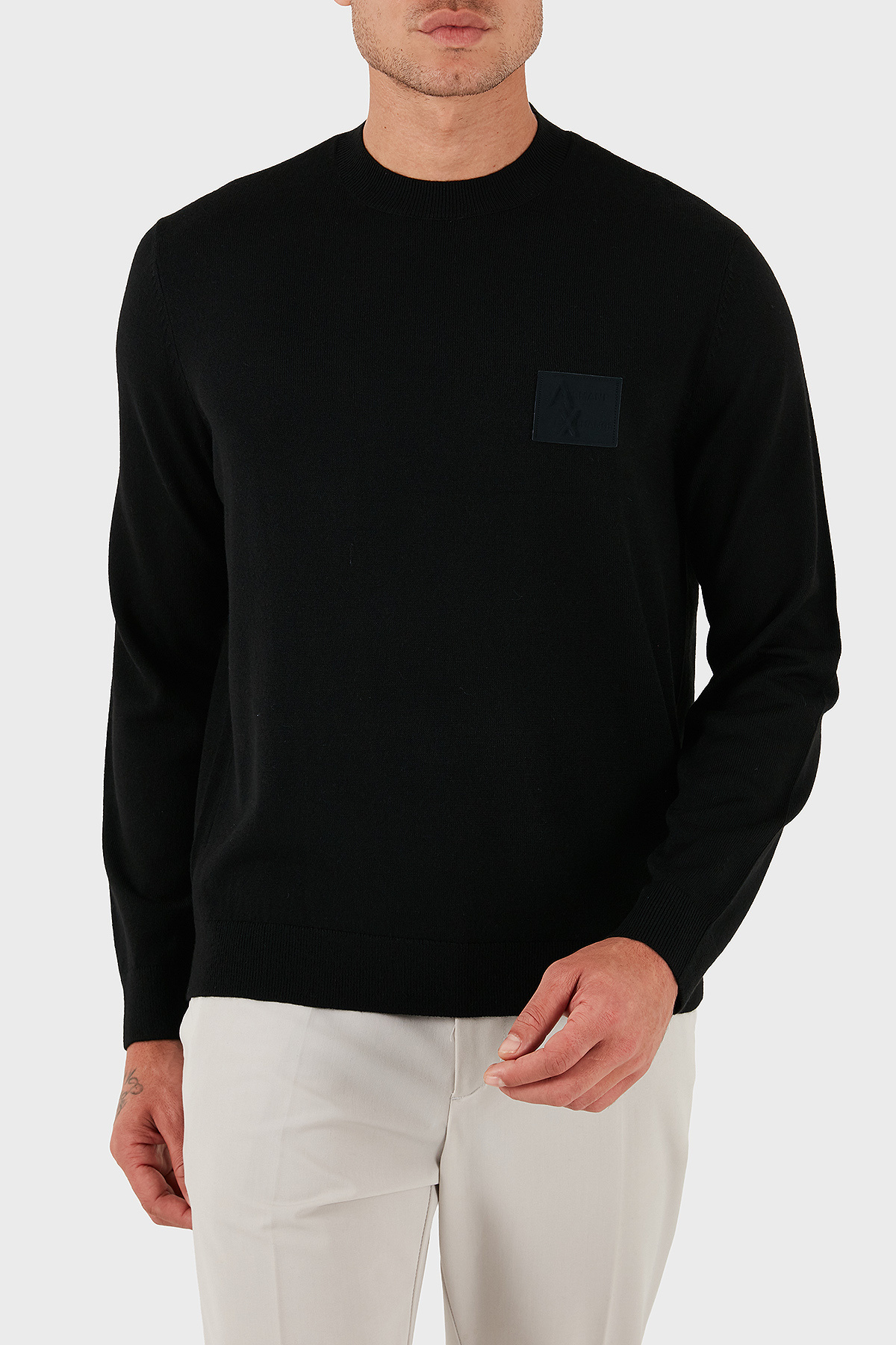آرمانی اکسچنج ژاکت یقه گرد آرم پشمی با تناسب معمولی ژاکت مردانه SWEATER XM001329 AF11982 UC