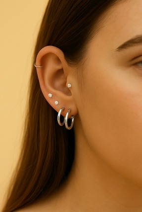 petit bijou Kadın Altın/Gümüş  Bijuteri Küpe, Çoklu Küpe, Halka Küpe, Zirkon ...