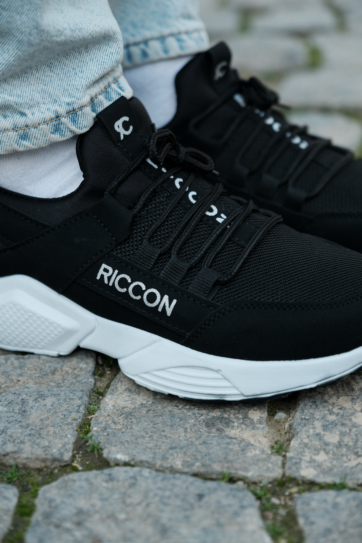 Riccon Unisex Siyah Beyaz Sneaker 0012072 görsel 8