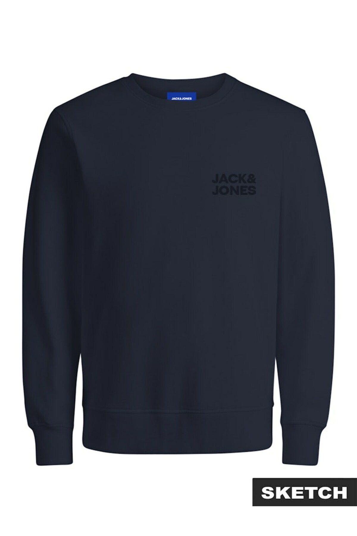 جک اند جونز سویشرت مردانه آبی دریایی Jorlogo Sweat Neck Tr Ss25 12290659-Navyblaze