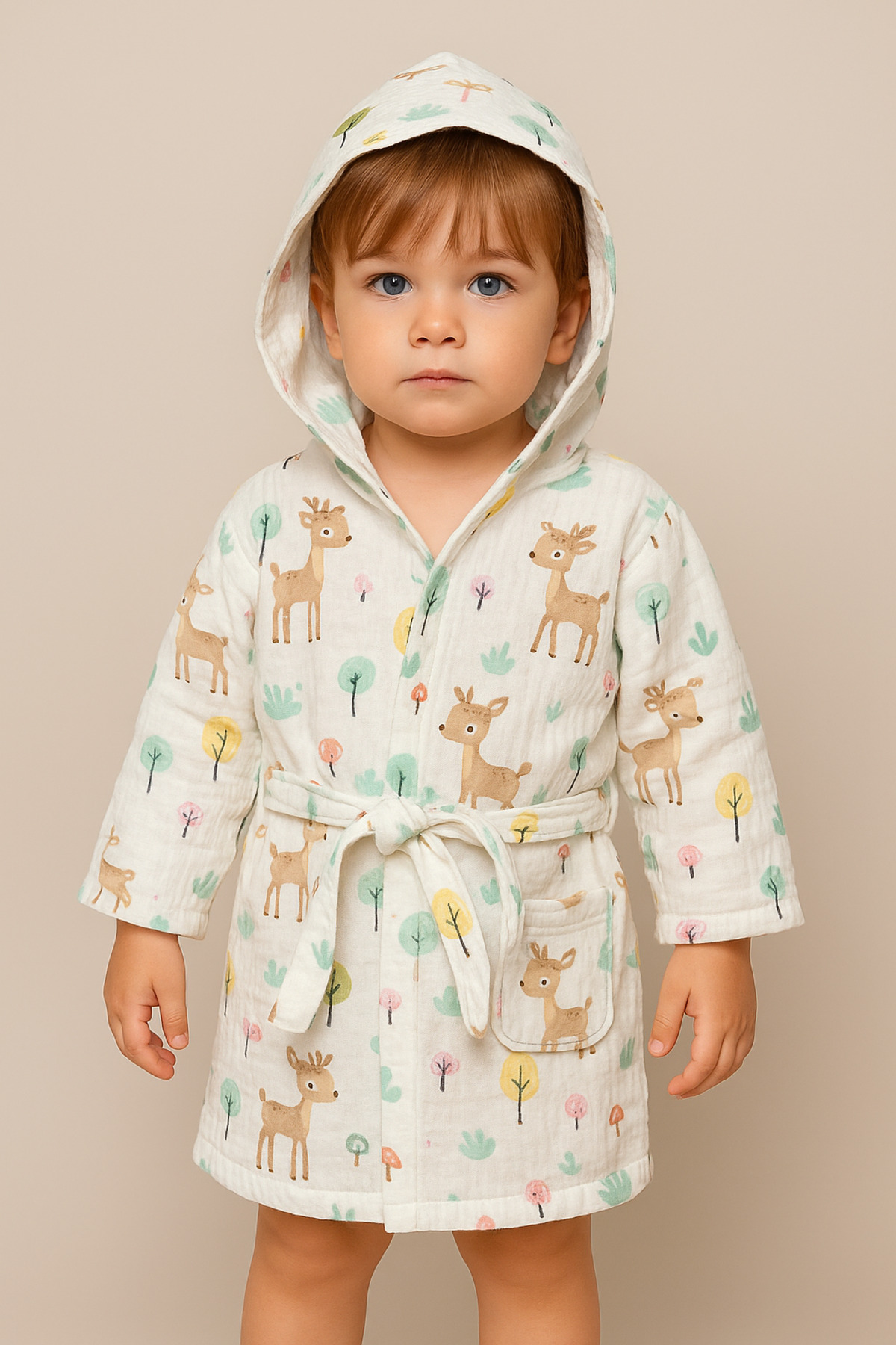 deva design %100 Pamuk Müslin Kumaştan Bebek Bornozu fotoğrafı 4 (önizleme)