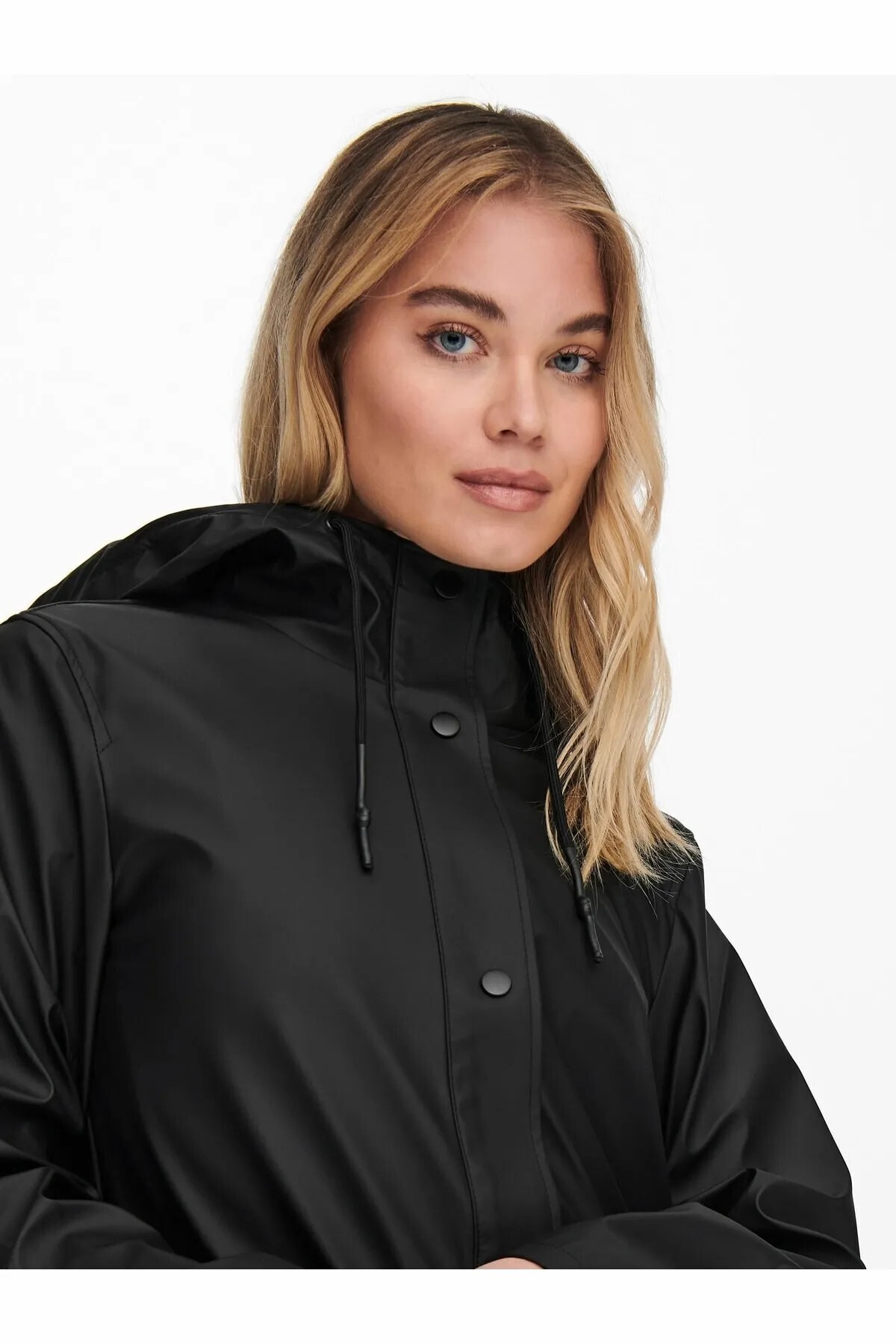 ONLY Kadin Siyah Onlelisa Raincoat Otw Noos Mont 15261734-Black görsel 5