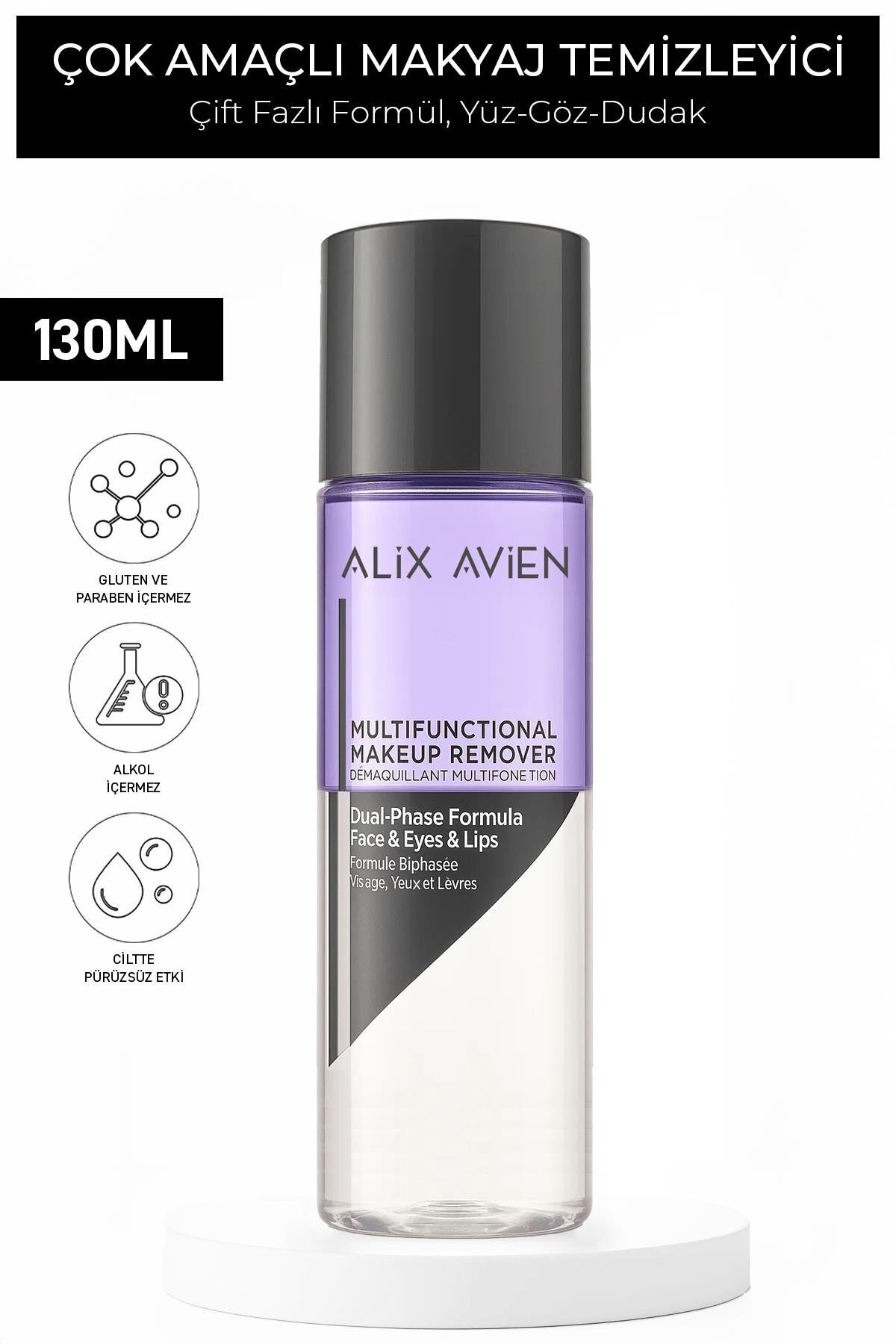 Alix Avien Multi-Functional Makeup Remover - Çok Amaçlı Makyaj Temizleyici - Çift Fazlı Formül - Yüz-Göz-Dudak