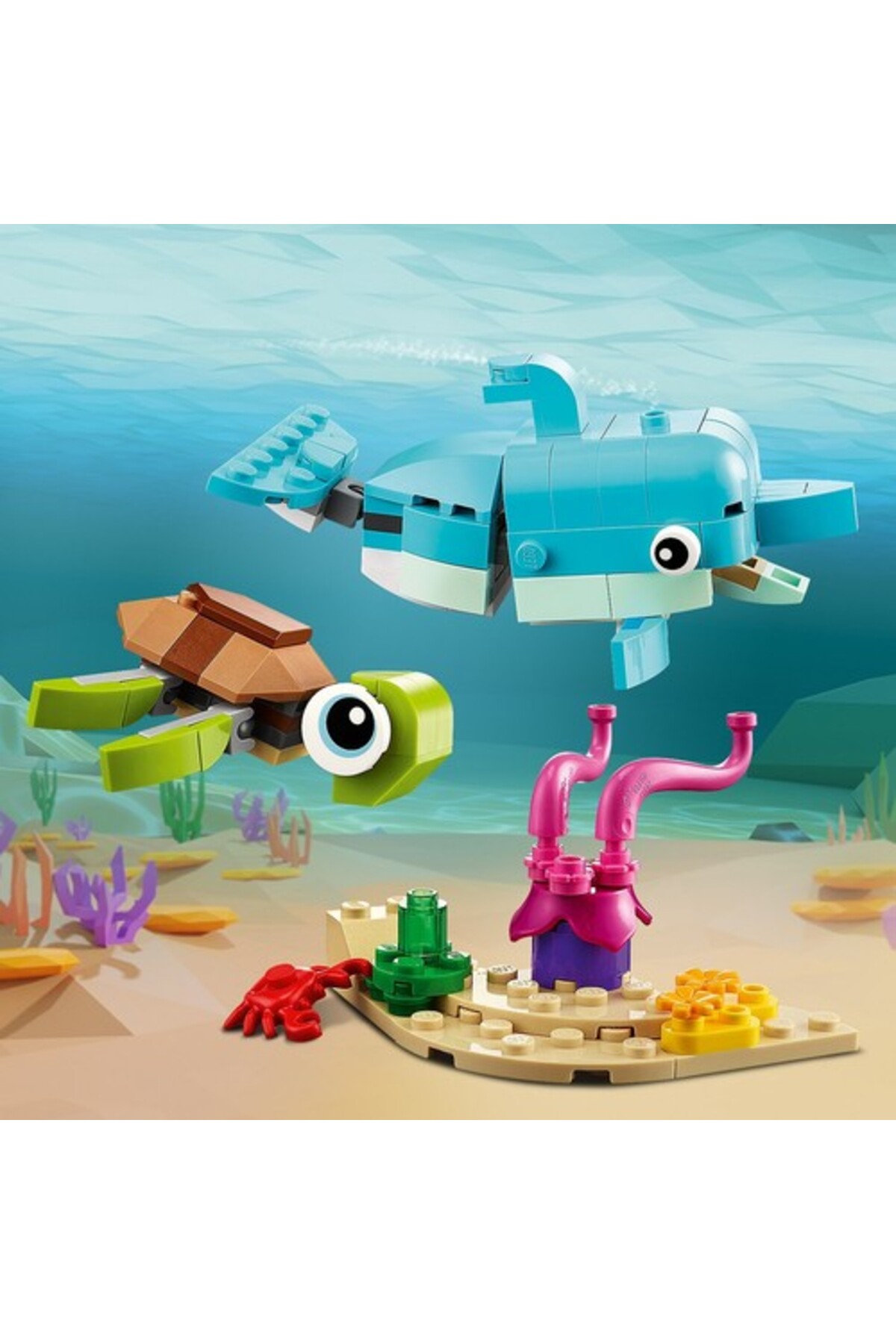 ۳۱۱۲۸ کریتور دلفین و لاکپشت ۳ در ۱، ۱۳۷ قطعه، مناسب برای سنین ۶ سال