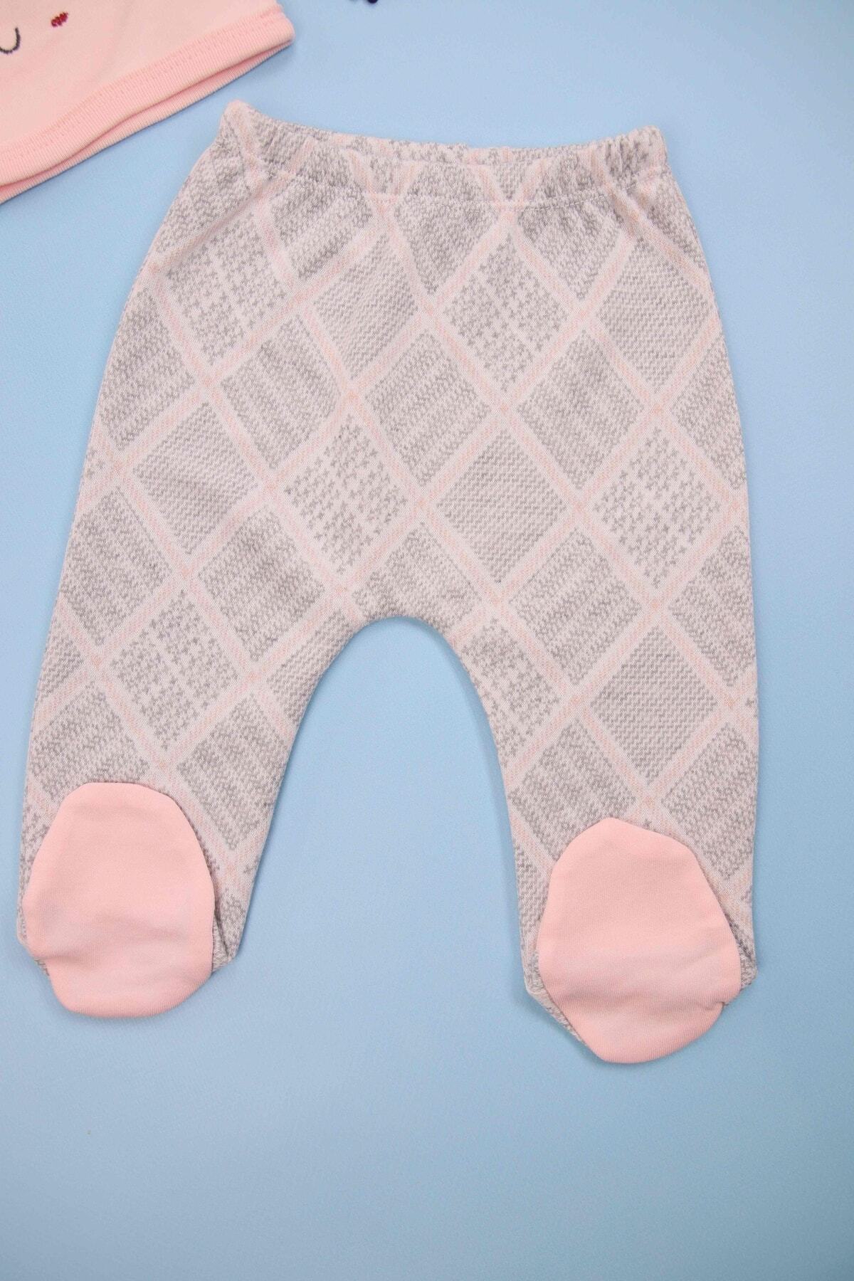 Babyim Peluş Tavşan Kulaklı Papatya Nakışlı Pembe 5'li Kız Yenidoğan Takım fotoğrafı 4 (önizleme)