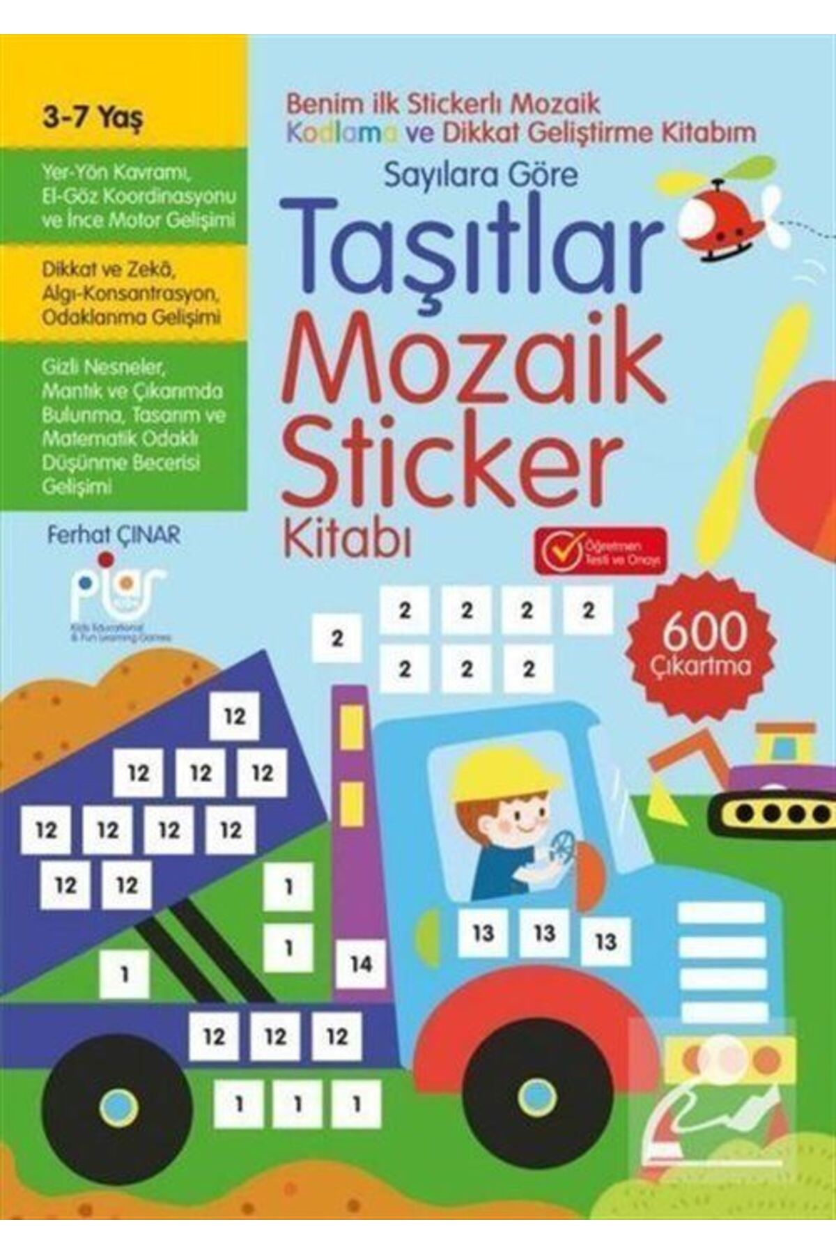 Piar Kids Taşıtlar Mozaik Sticker Kitabı Sayılara Göre 3 - 7