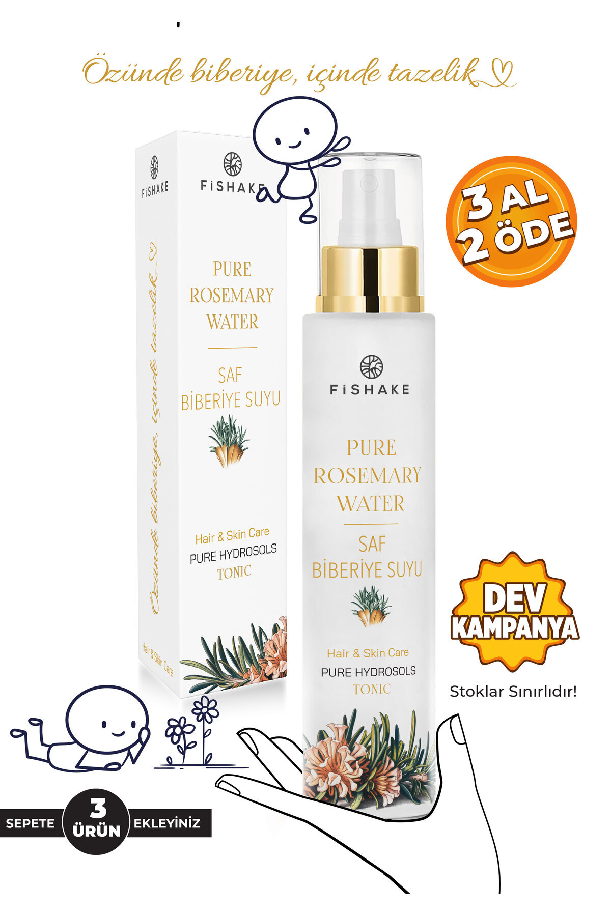 FiShake Biberiye Suyu Hızlı Saç Uzatan Sprey %100 Doğal Ve Saf Dökülme Karşıtı Ve Saç Uzatma Toniği 100 ml