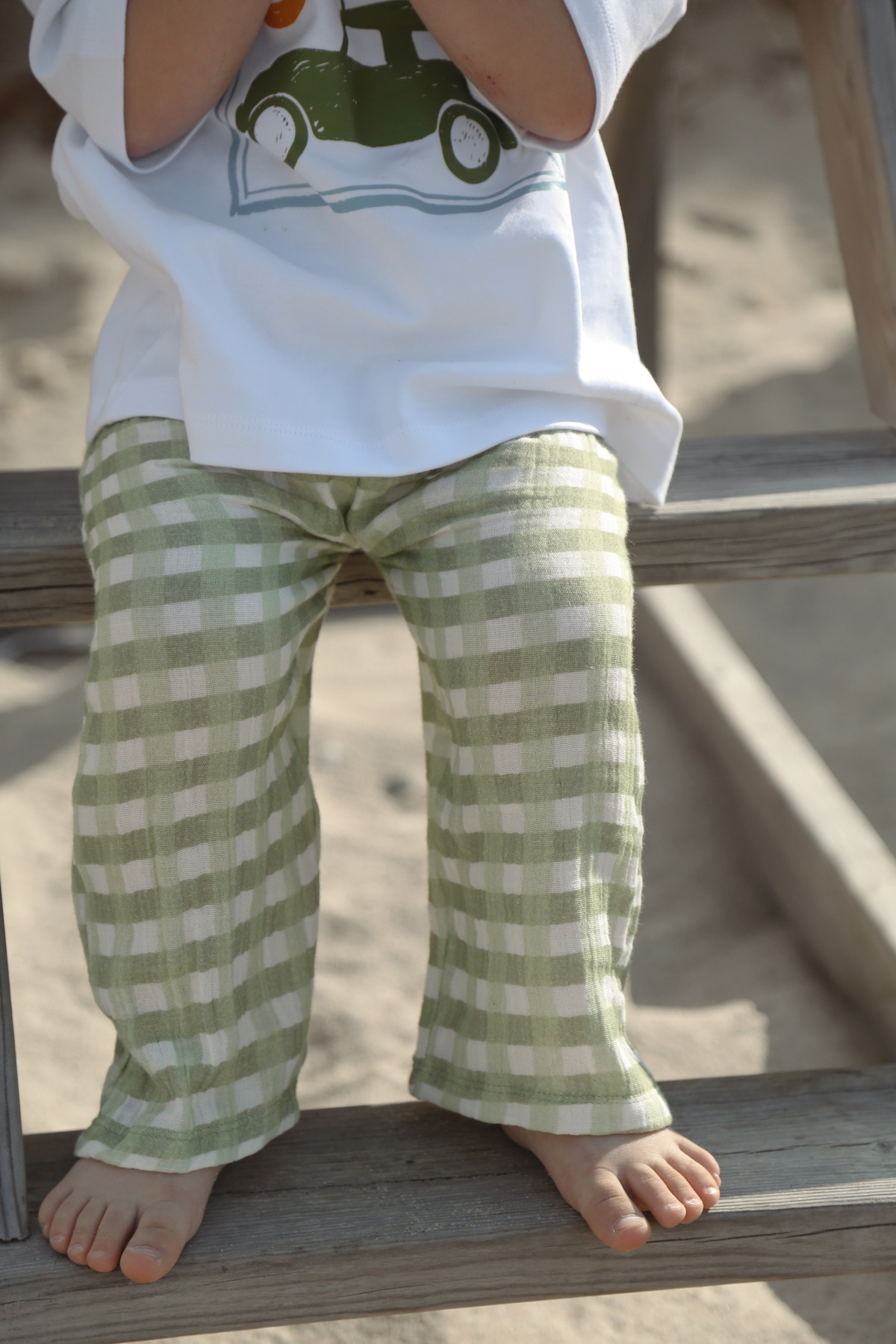 DoDo'S Baby Yeşil Beyaz Ekose Desenli Müslin Kız,Erkek Bebek,Çocuk Pantolonu – Yumuşak Kumaş, Rahat Kalıp” fotoğrafı 6 (önizleme)