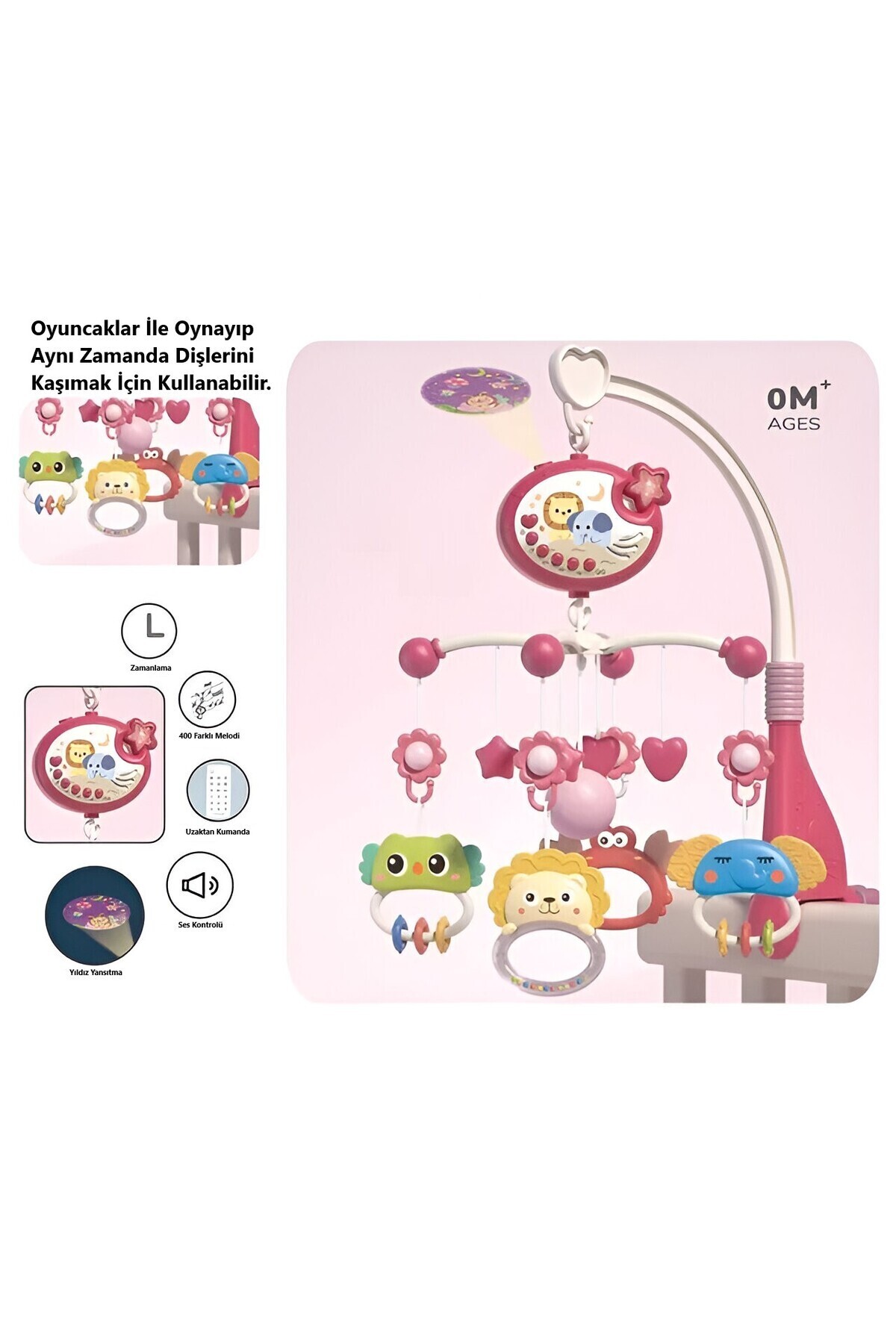 Brother Toys Tavana Yıldız Yansıtan Pilli Işıklı Müzikli Uzaktan Kumandalı Dönence Beşik Bebek 360° Dönebilir fotoğrafı 2 (önizleme)