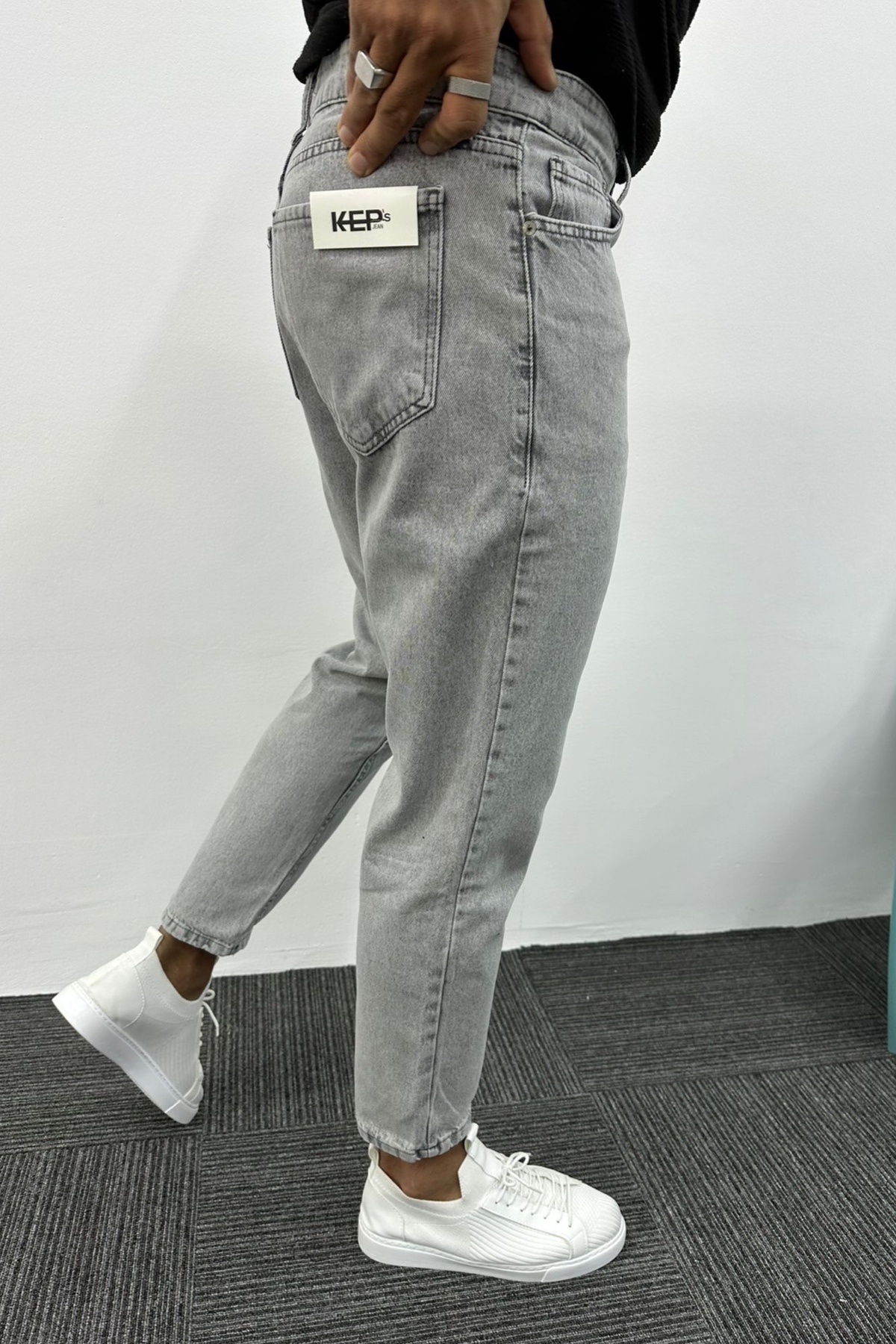 MADZEYMODA  Boyfriend Kalıp Erkek Gri Jean Kot Pantolon - Görsel 2