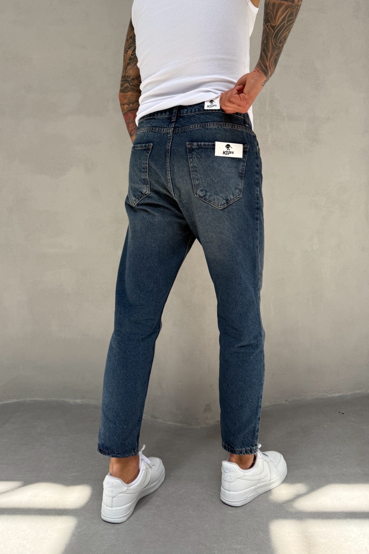 MADZEYMODA  Erkek Boyfriend Kalıp Mavi Jean Kot Pantolon KE-309 - Görsel 5