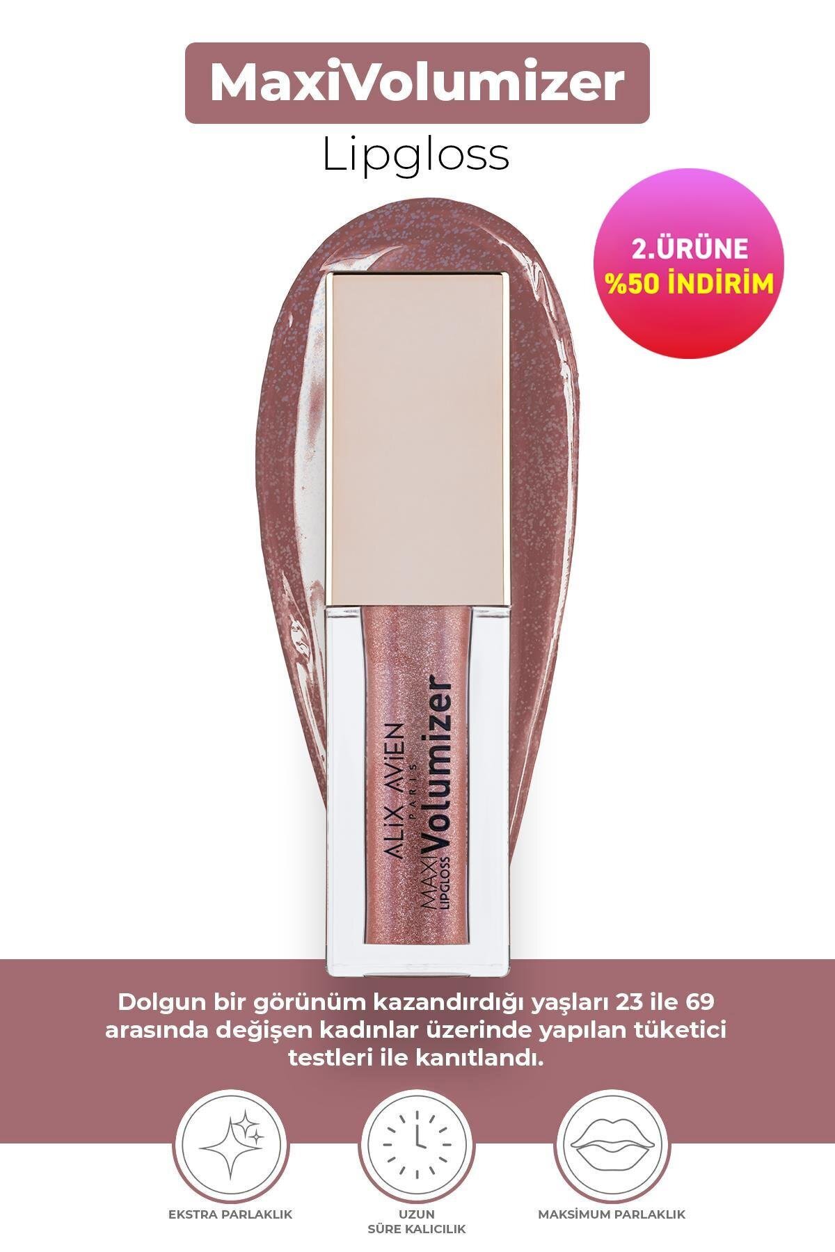 Alix Avien Maxivolumizer Lipgloss 215 - Shimmering Mauve - Kalıcı ve Nemlendirici Ruj - Dolgunlaştırıcı Etki