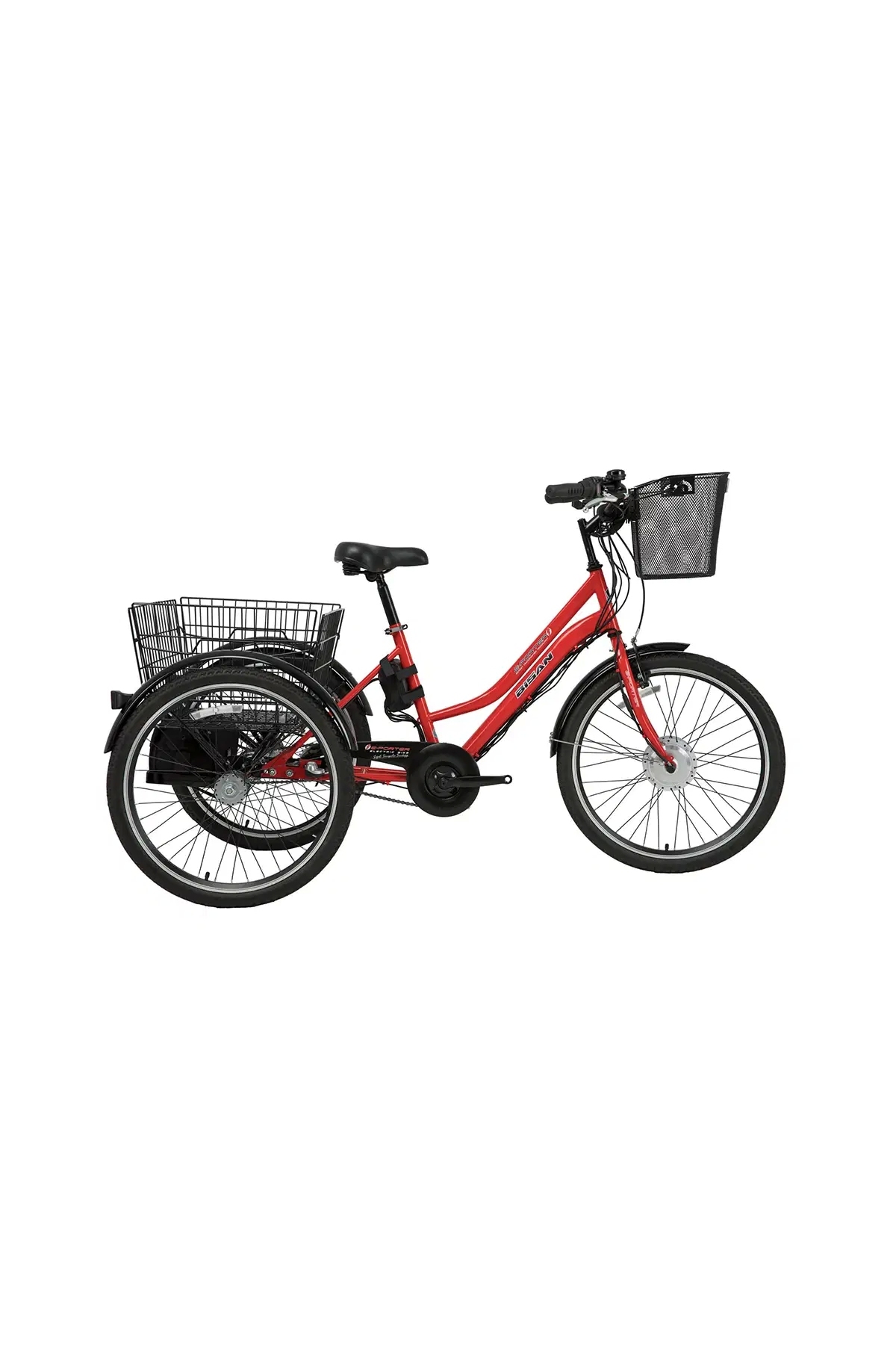 Bisan Bi̇san e-PORTER Unisex Üç Tekerli̇ Elektri̇kli̇ Bi̇si̇klet 44cm V 24 Jant 3 Vi̇tes Kirmizi Si̇yah