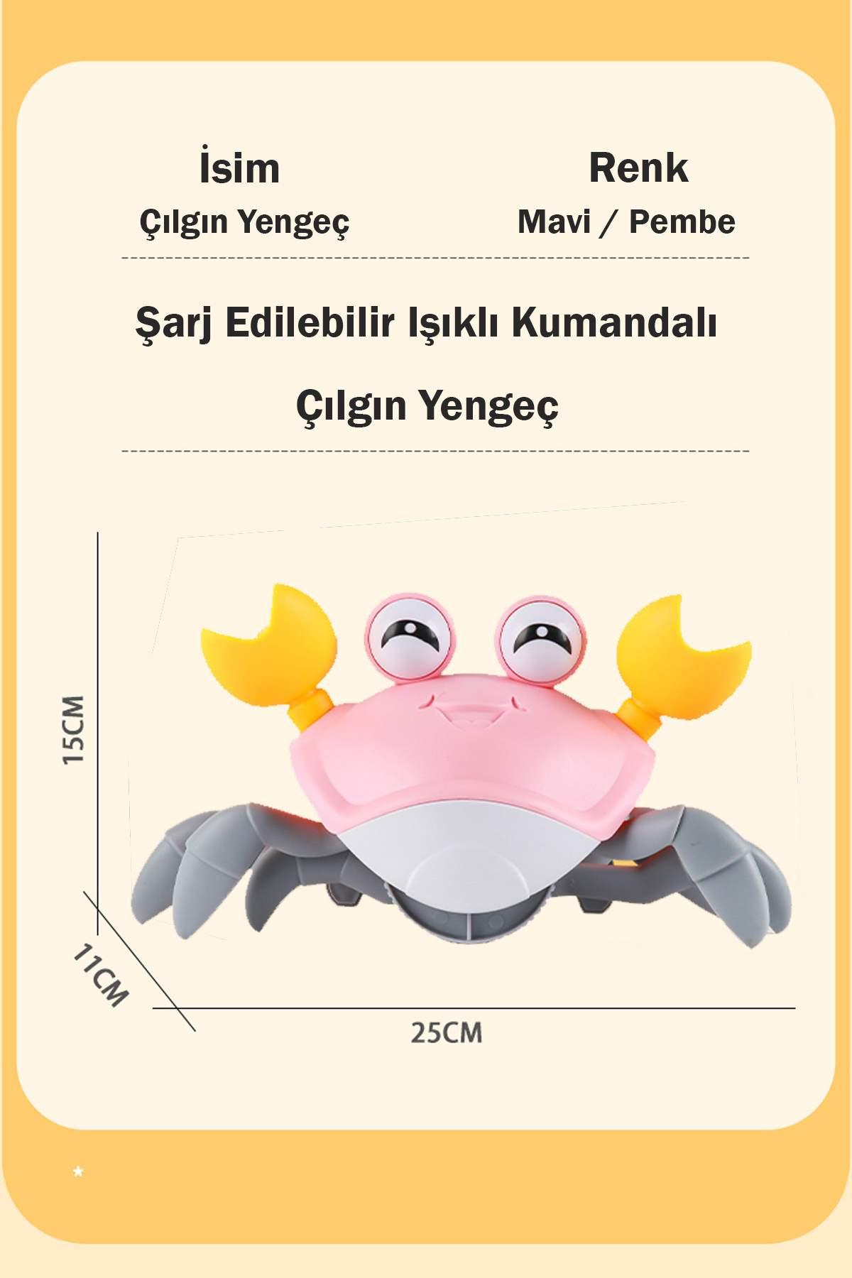 Tıfıl Toys Işıklı Müzikli Pembe Uzaktan Kumandalı Fonksiyonel Yan Yürüyen Çılgın Sevimli Yengeç - 6721E fotoğrafı 4 (önizleme)