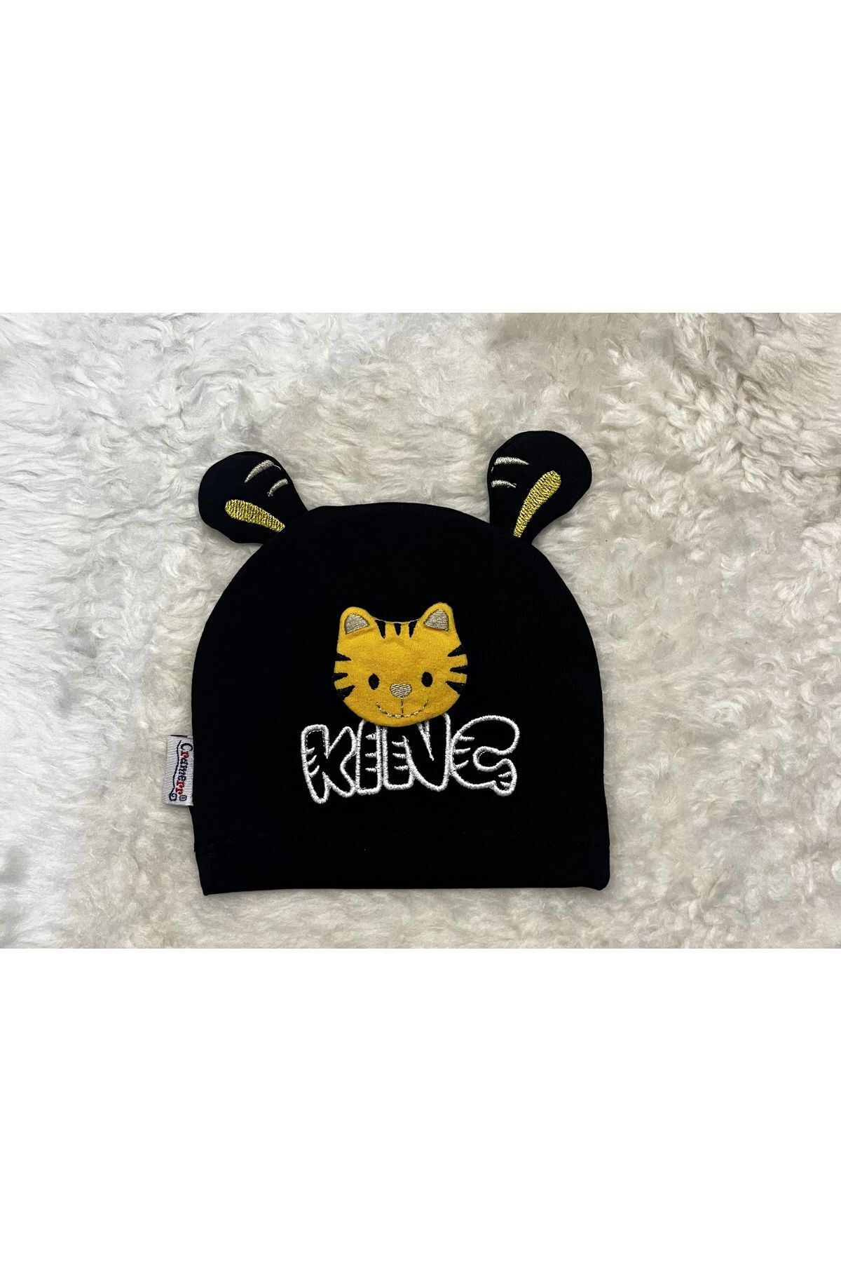 anne dokunuşu gibi KUZUM BEBE Mavi Sarı Beyaz 3’'lü Aslan Figürlü Kız Erkek Bebek Çocuk Penye Şapka Bere fotoğrafı 5 (önizleme)