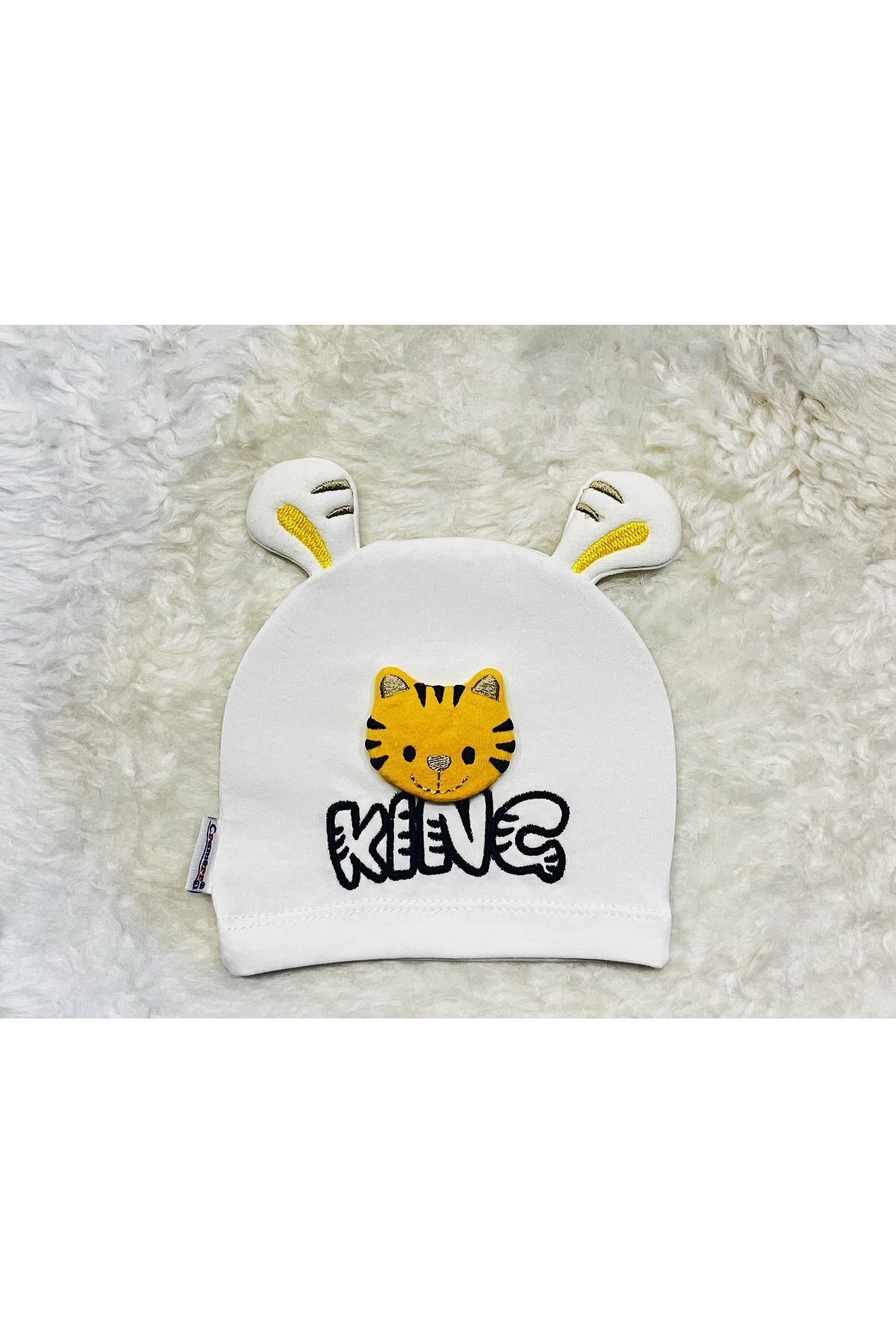 anne dokunuşu gibi KUZUM BEBE Mavi Sarı Beyaz 3’'lü Aslan Figürlü Kız Erkek Bebek Çocuk Penye Şapka Bere fotoğrafı 4 (önizleme)