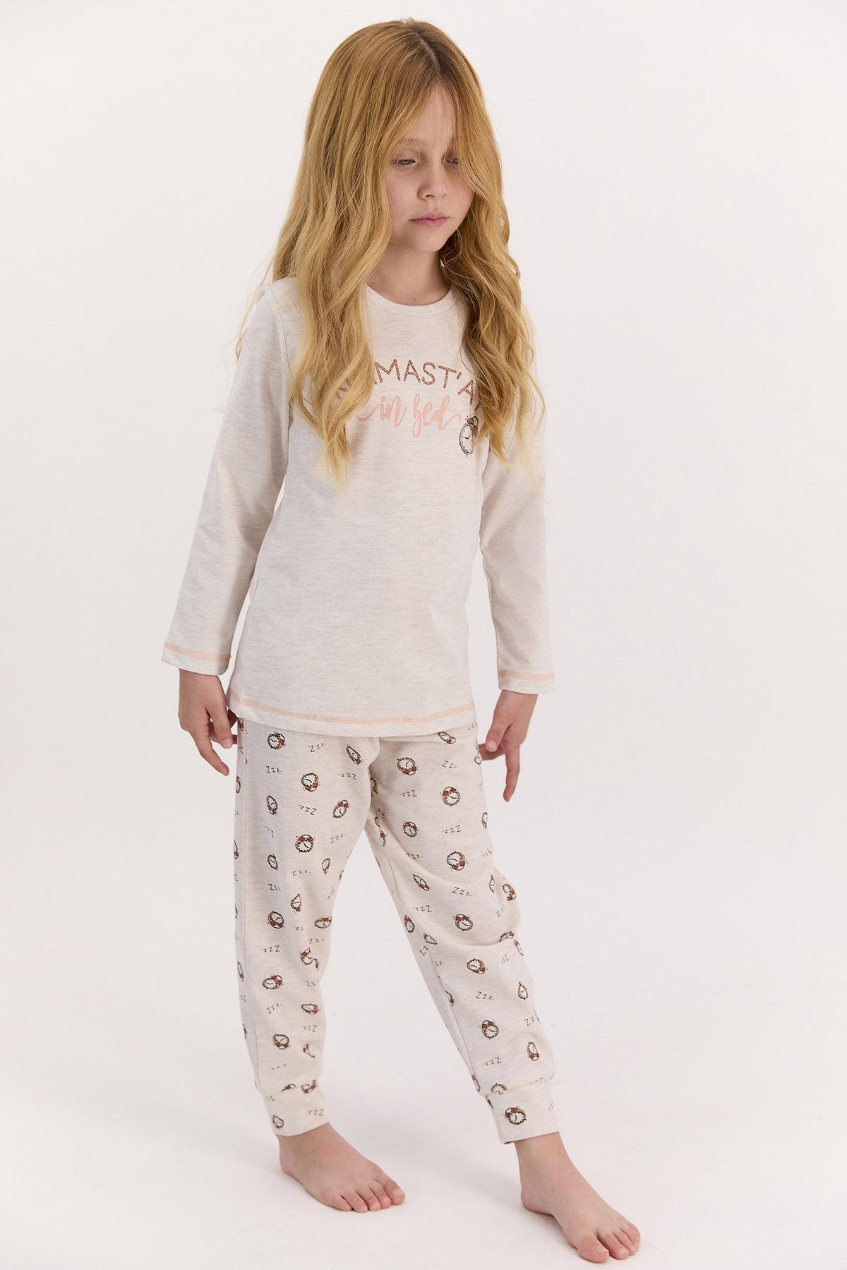 1432 In Bed Girls' Long Sleeve Pajamas Set