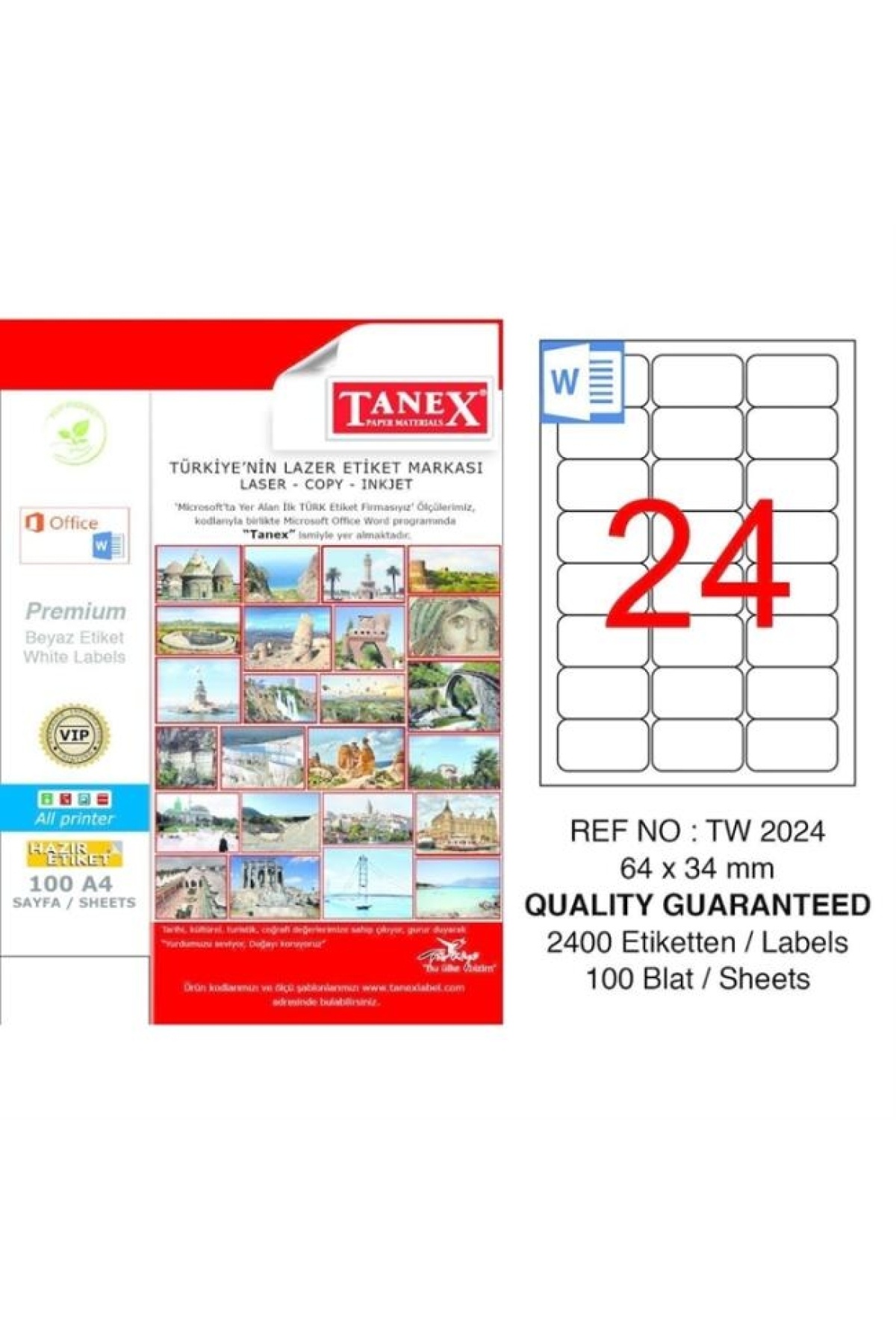 Tanex 64x34mm LASER ETİKET TW-2024 - Fiyatı, Yorumları