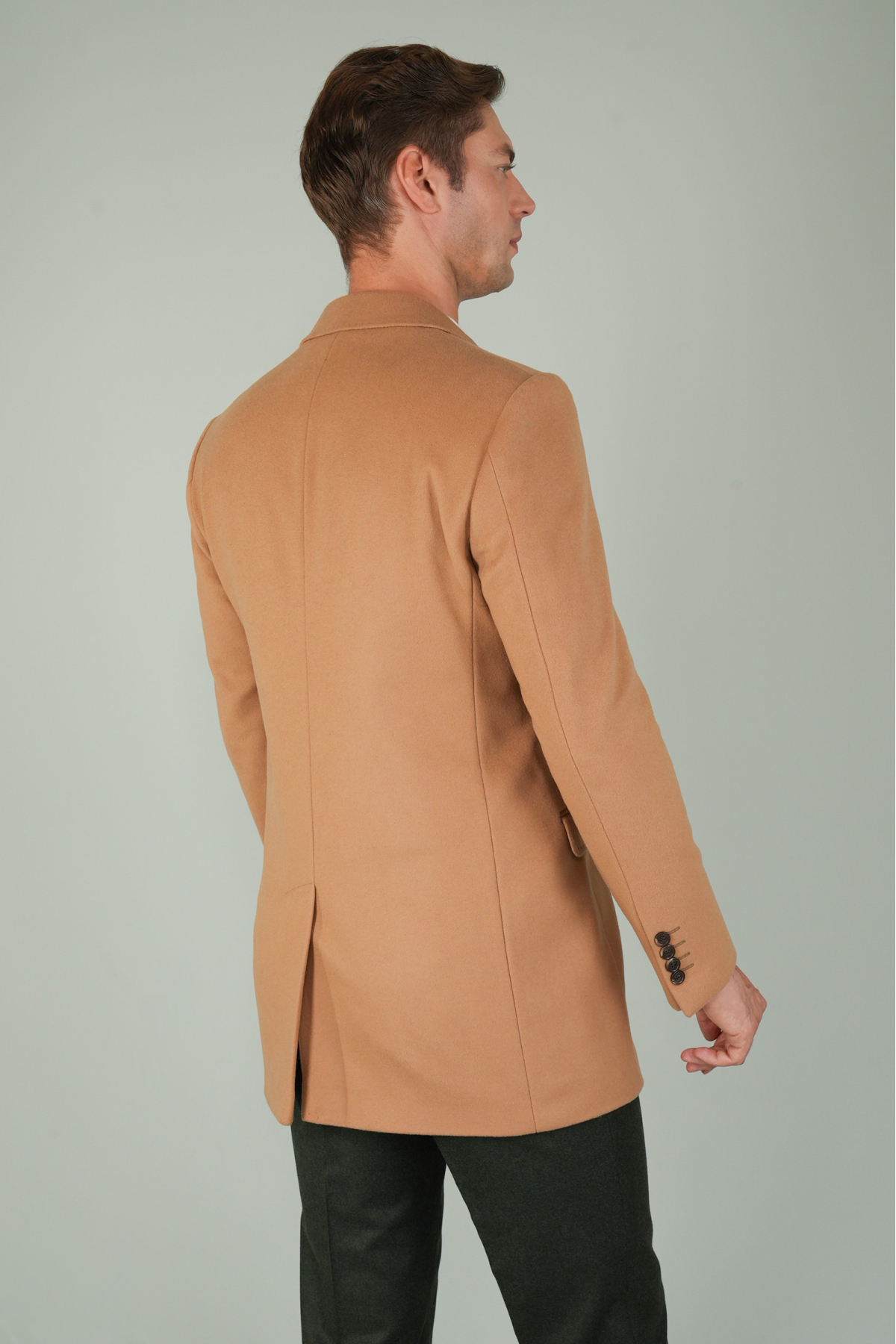 Camel Polyester Yün Kaşmir Palto — رنگارنگ PPL22K22211_D70 — تصویر 2 از 5