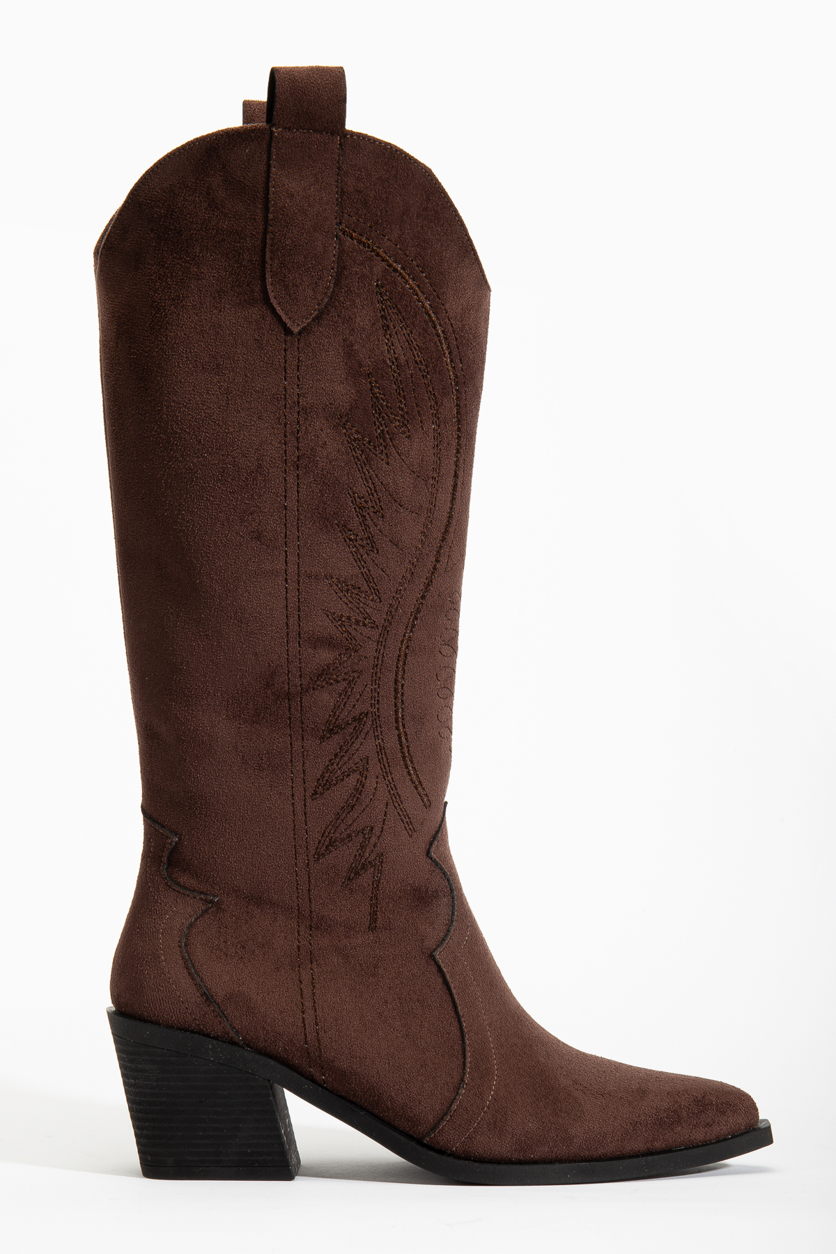 DENORA  Kahve Mat Süet Western Kovboy Nakışlı Çizme - Görsel 3