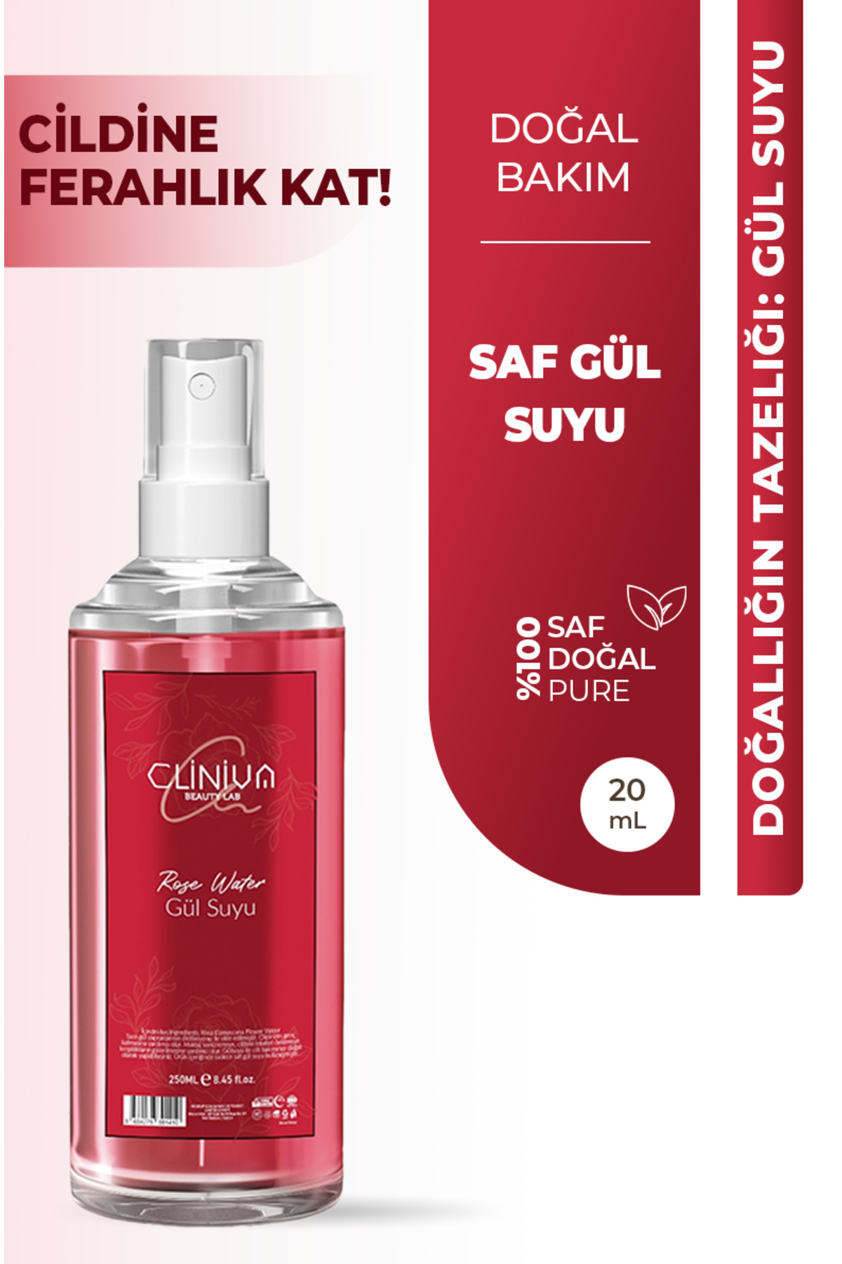 %100 Doğal Gül Suyu 250ml sprey organilk ürün