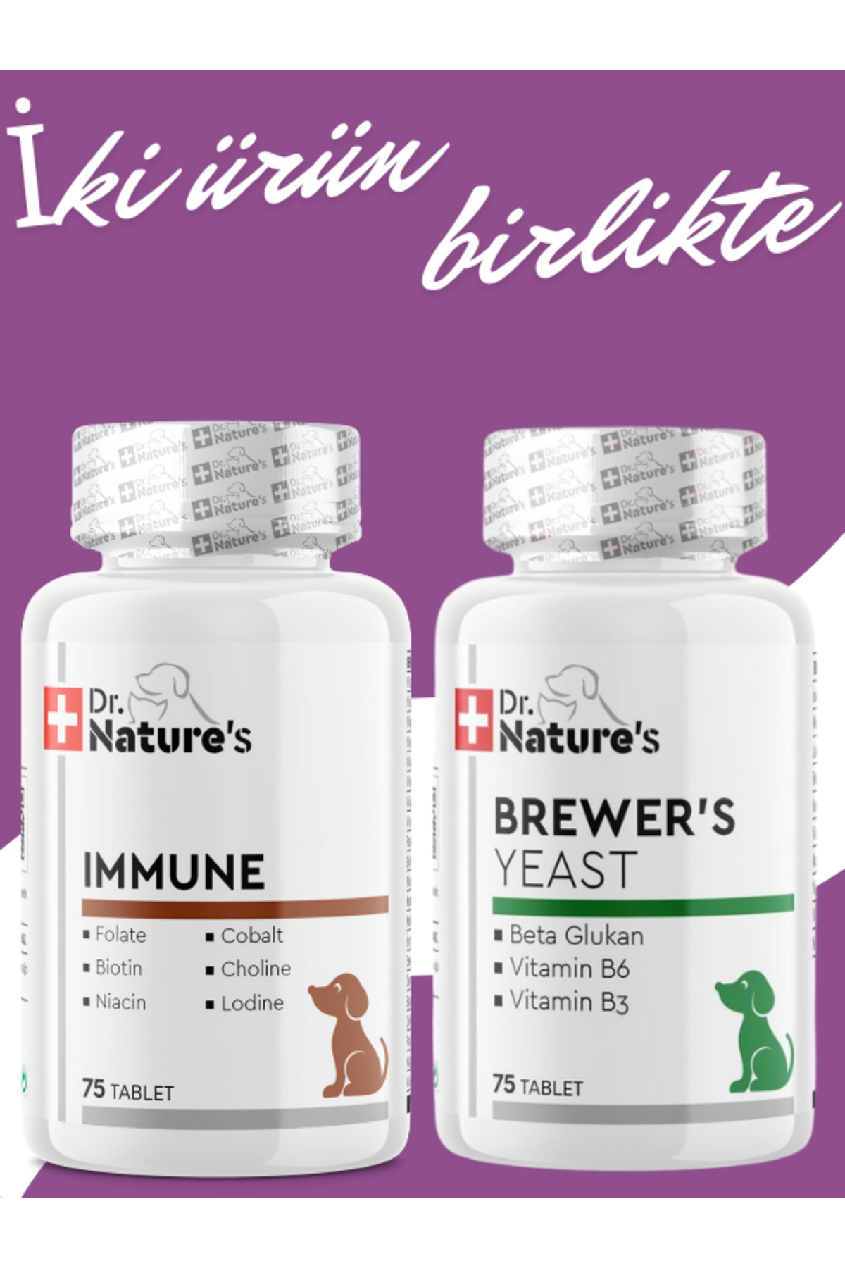 Dr. Nature's DRNATURES IMMUNE 75 TABLET BREWERS 75 TABLET (Köpekler için besin takviyesi 2 ürün)