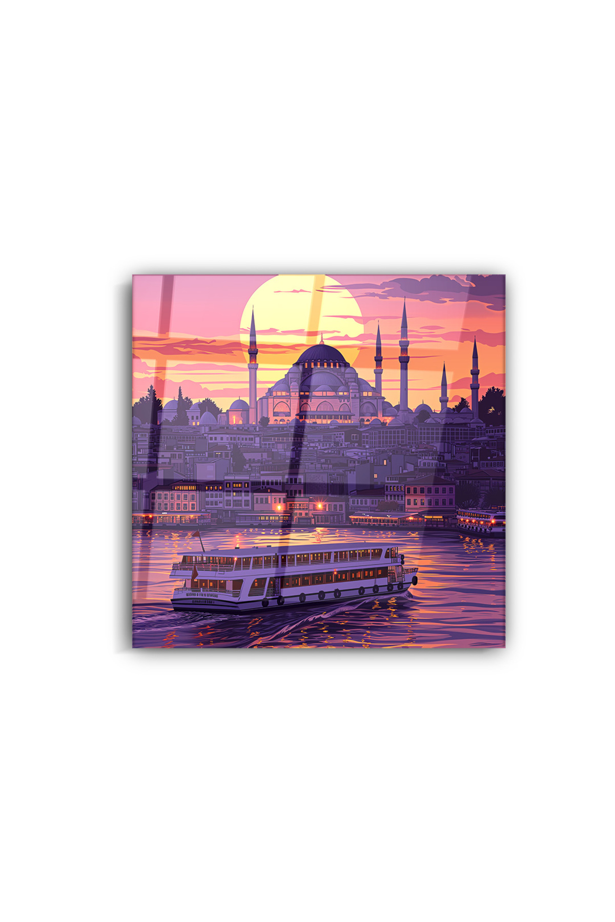 İstanbul Gün Batımı ve Boğaz Manzaralı- Cam Tablo -Ev-Ofis-İş-Dekorasyon-Sanatsal-Tasarım-Dikey