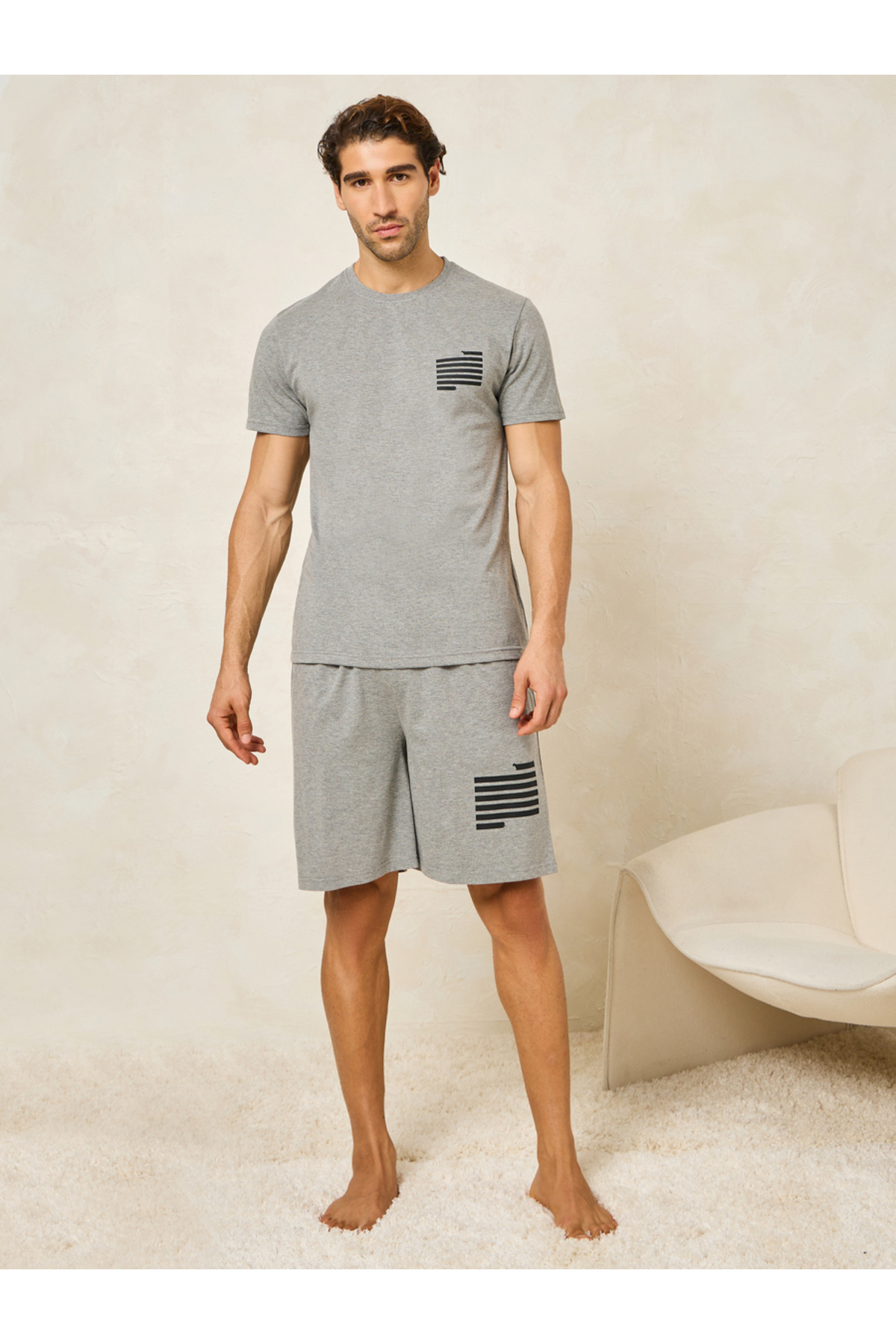 Styli Graphic Print Crew Neck T-Shirt and Short Set