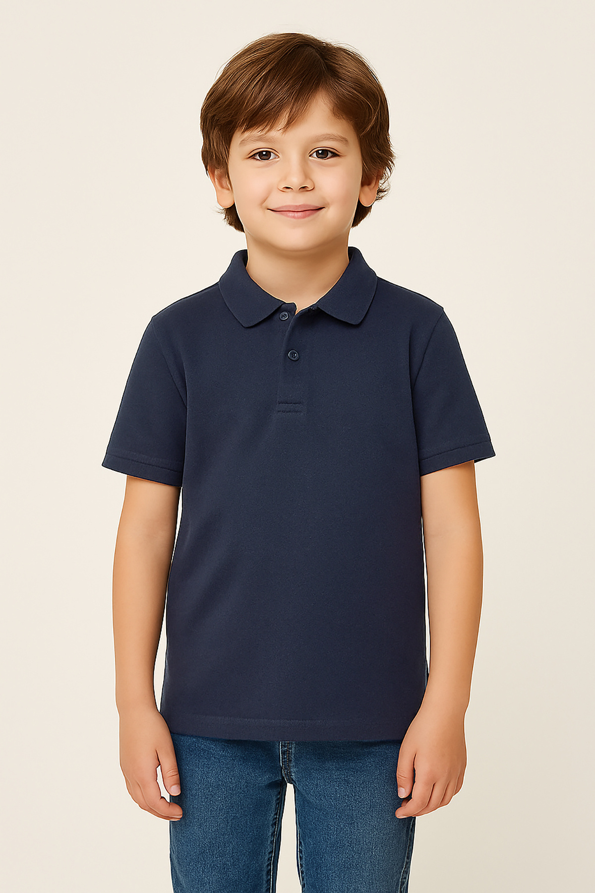 Unisex Polo Yaka Pamuklu Okul Tshirt - 2308